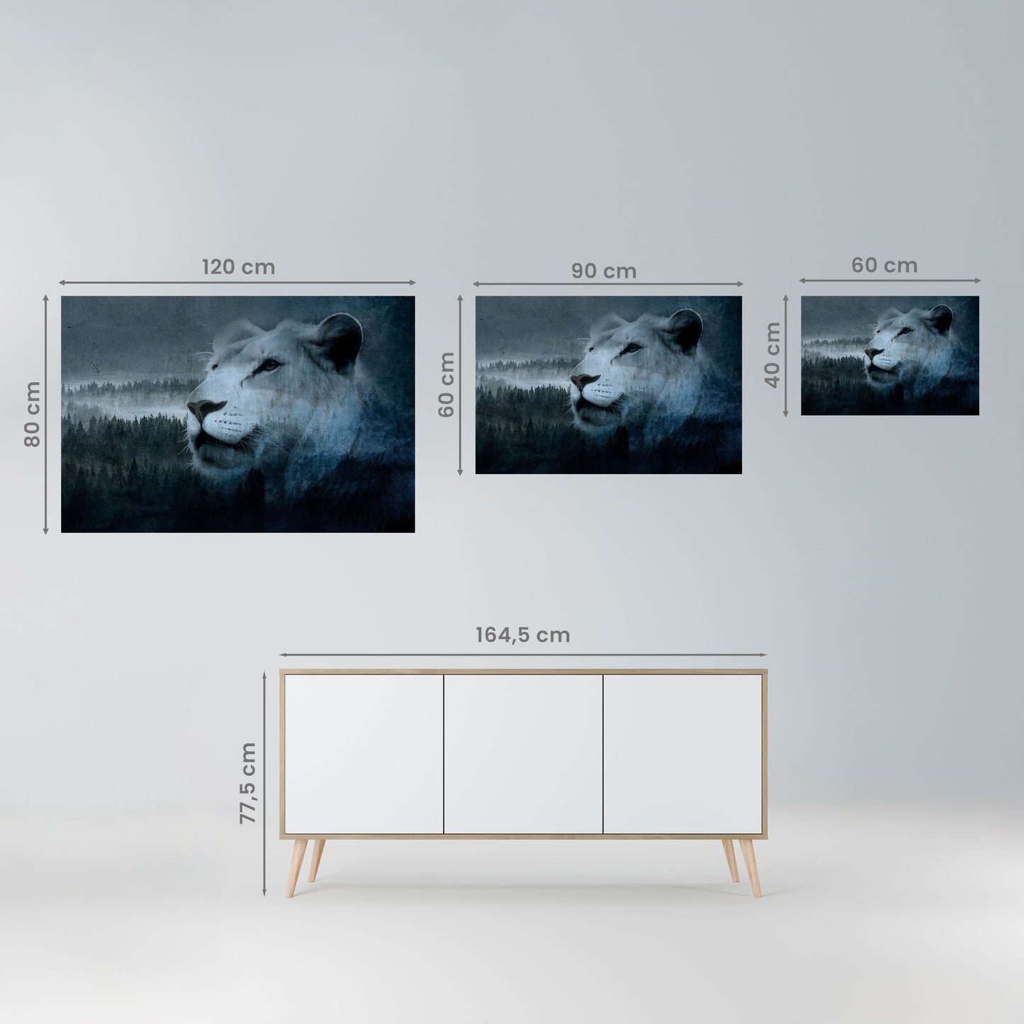 LEJONS HARMONI I BLÅTT, självhäftande poster