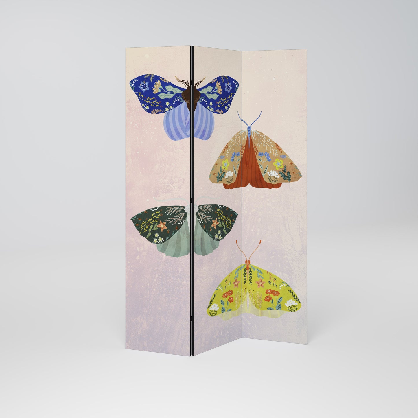 Dekorativ rumsavdelare med 3 paneler MOTH INTO THE LIGHT