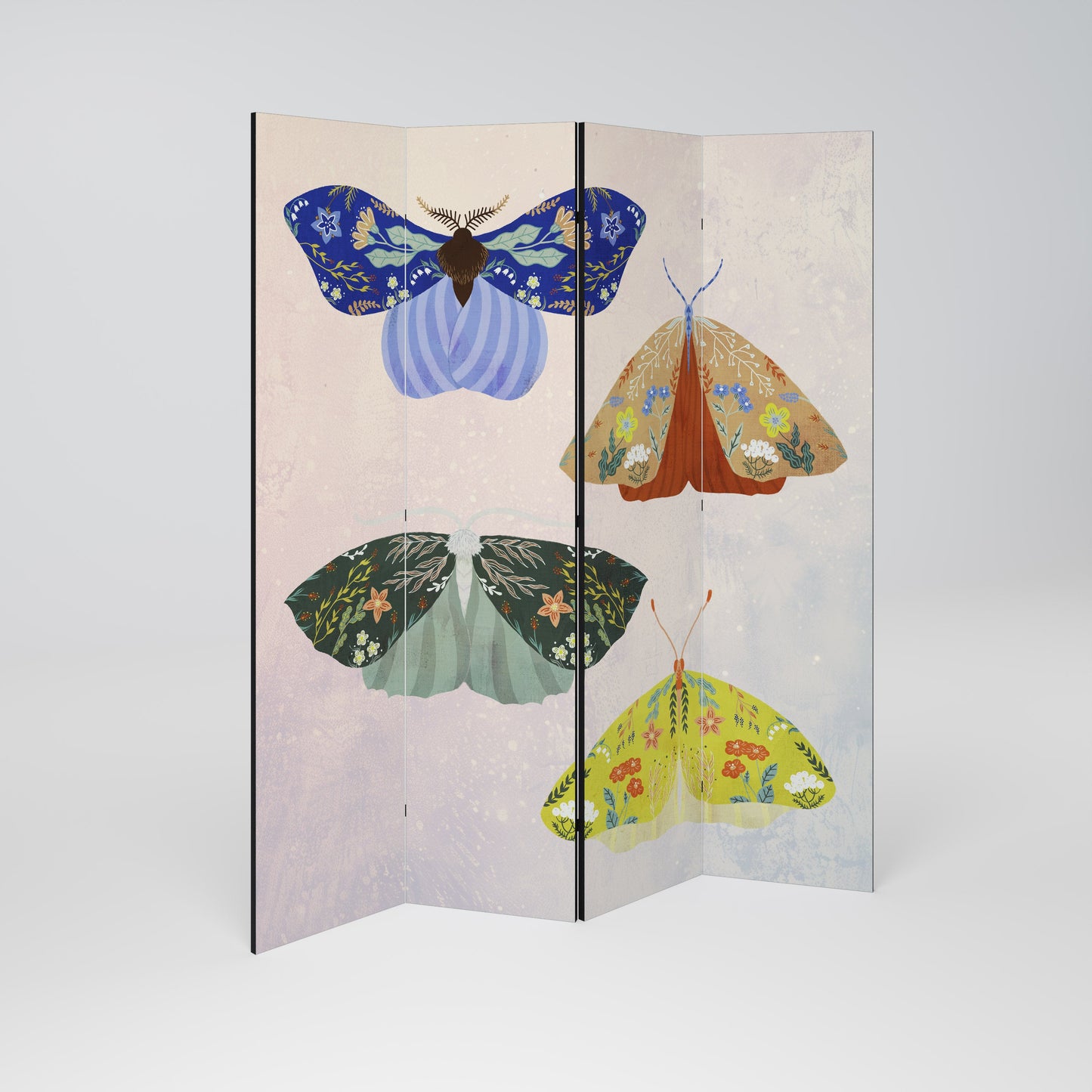 Dekorativ rumsavdelare med 4 paneler MOTH INTO THE LIGHT
