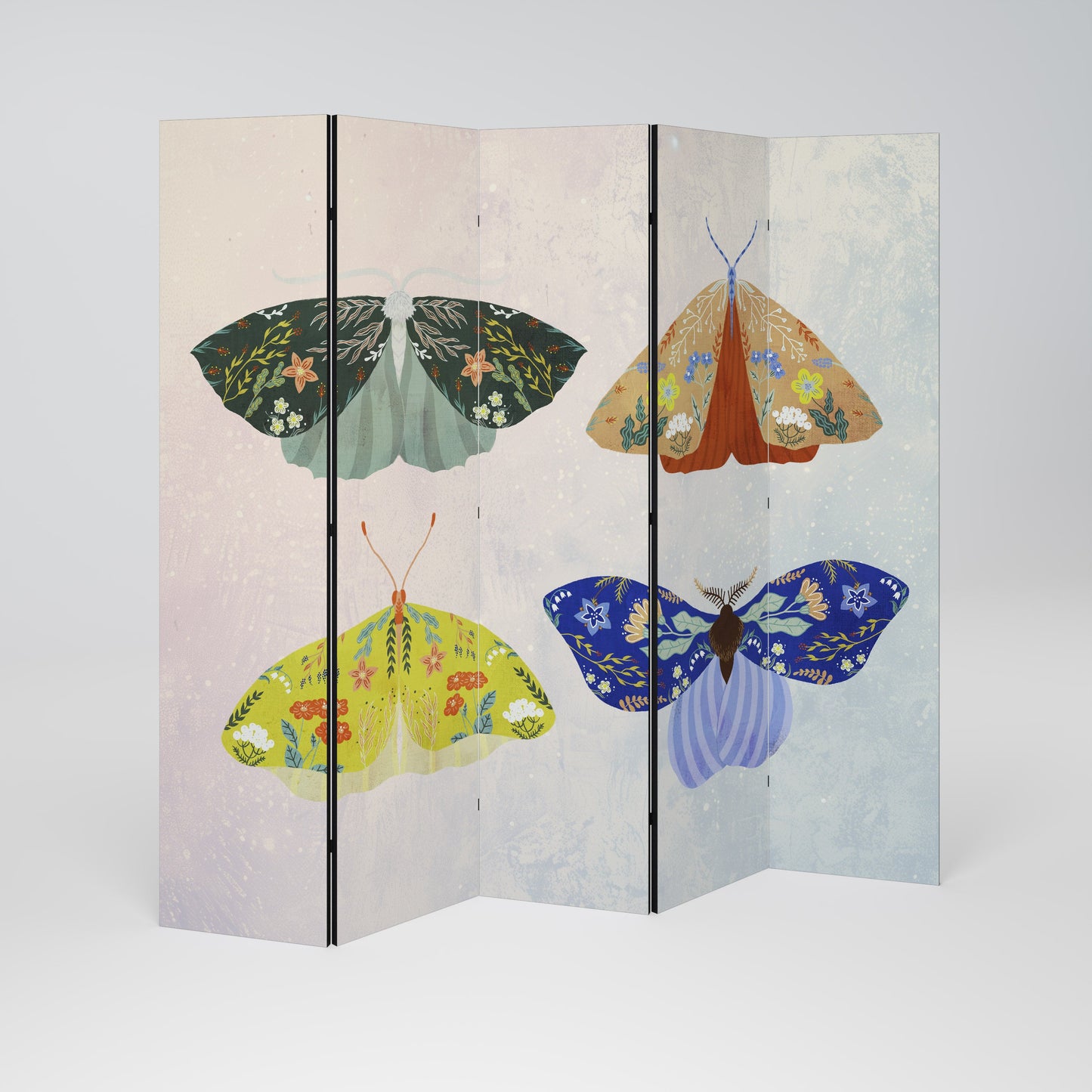 MOTH INTO THE LIGHT Decorative 5-Panel Room Divider