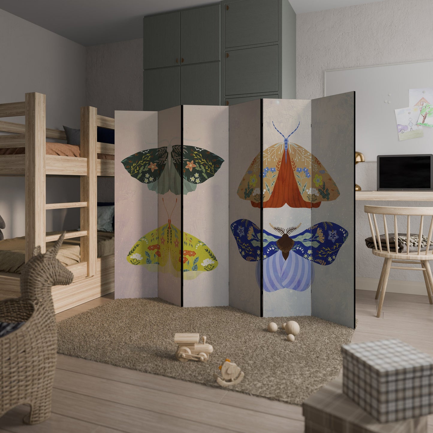 MOTH INTO THE LIGHT Decorative 6-Panel Room Divider