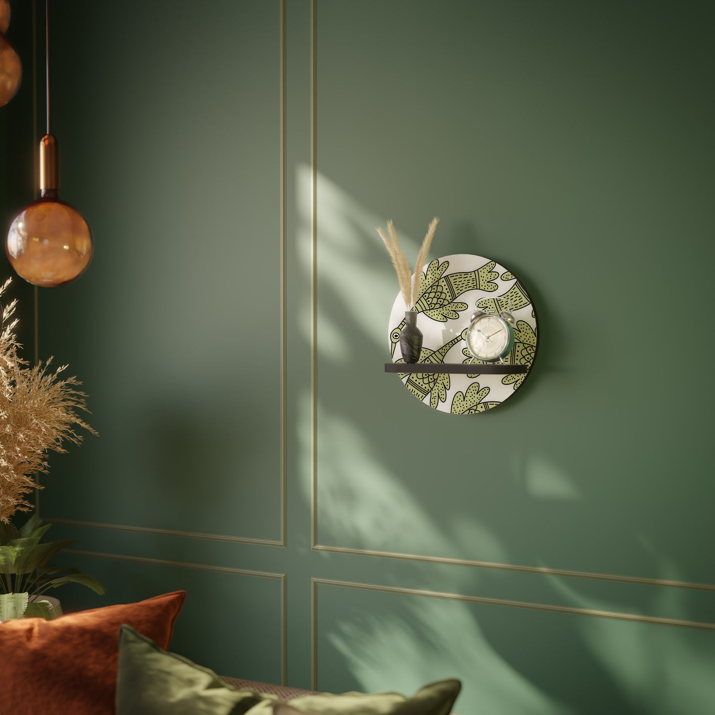SEEDLING SONG bird Rund konsthylla i svart finish