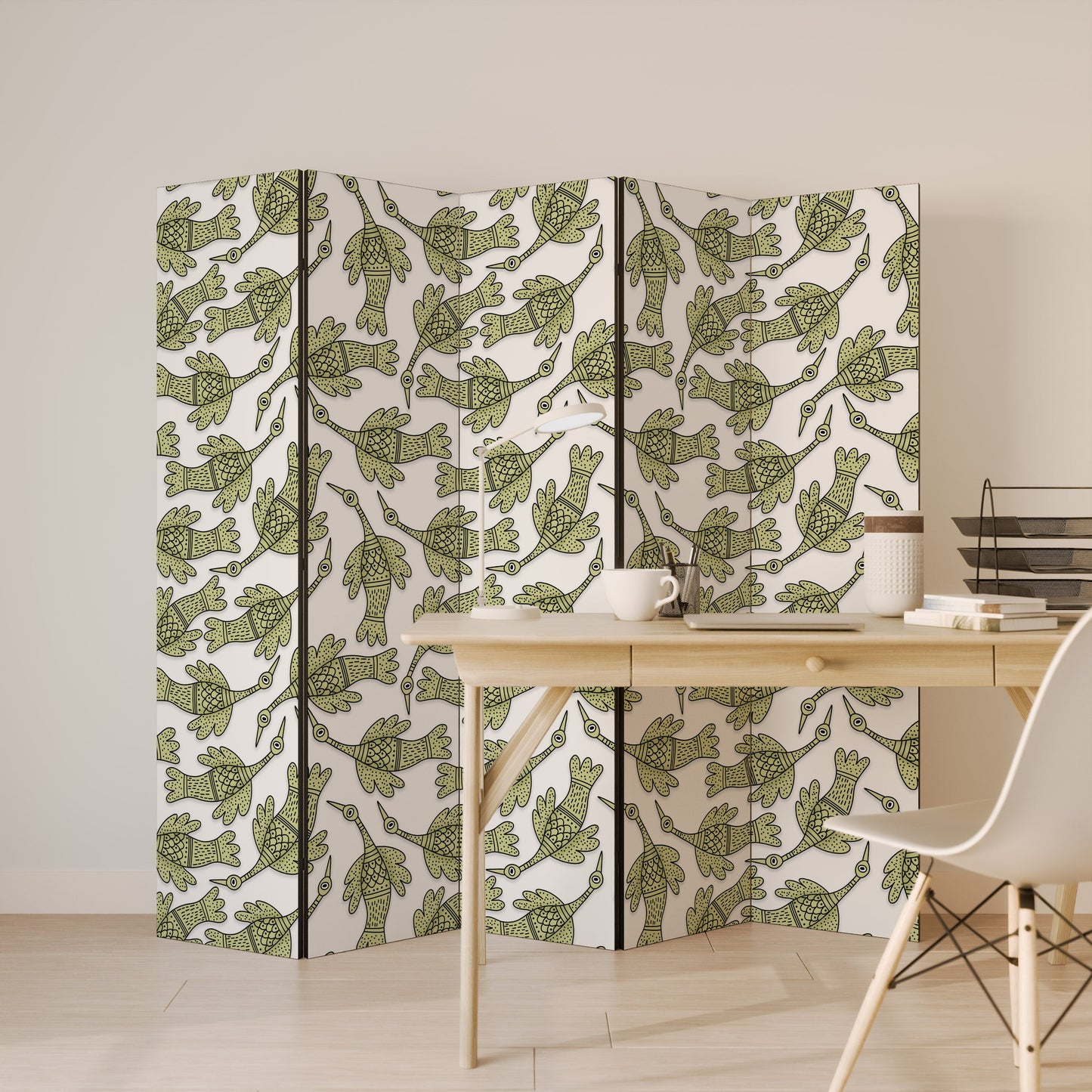 Dekorativ rumsavdelare SEEDLING SONGBIRD med 5 paneler