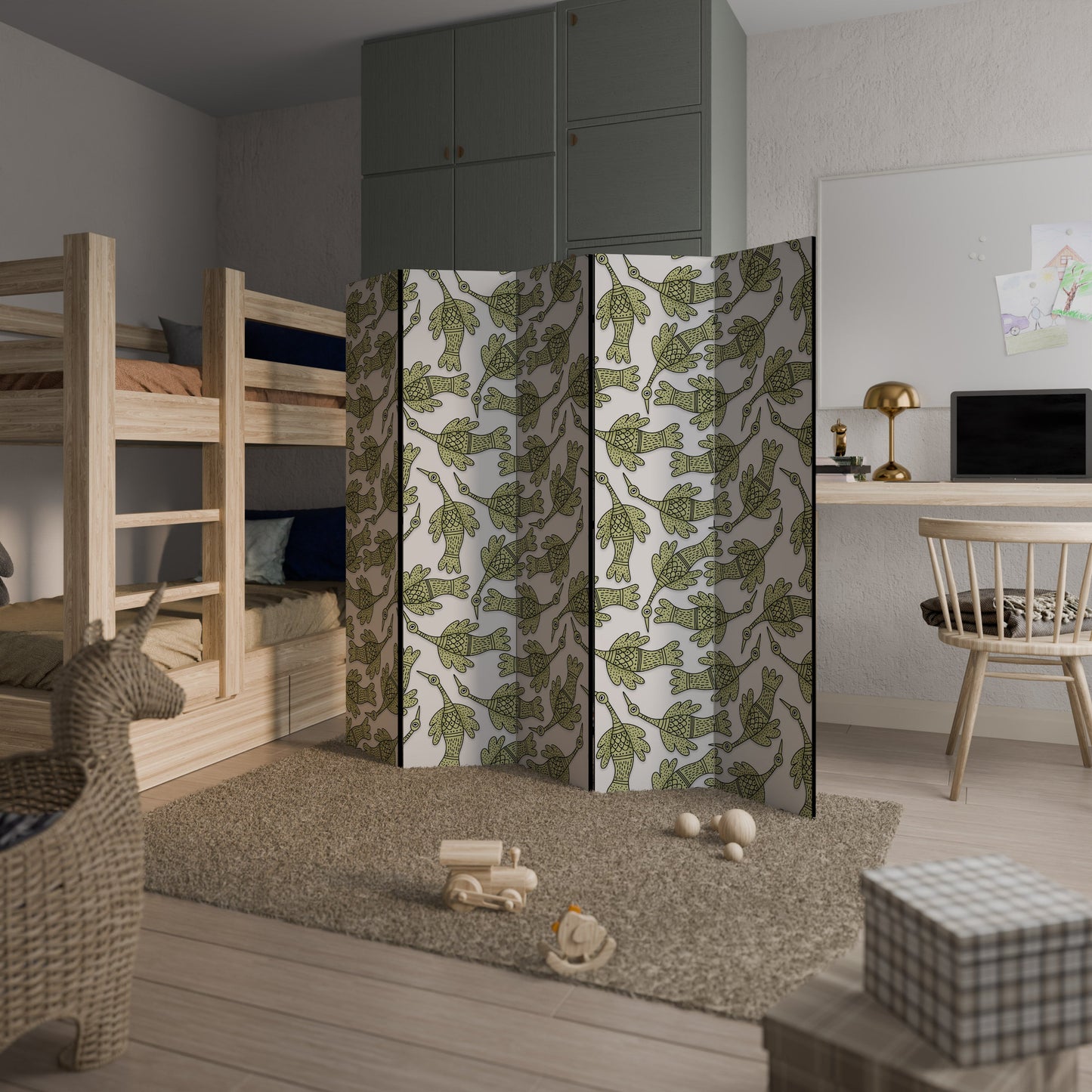 Dekorativ rumsavdelare SEEDLING SONGBIRD med 5 paneler