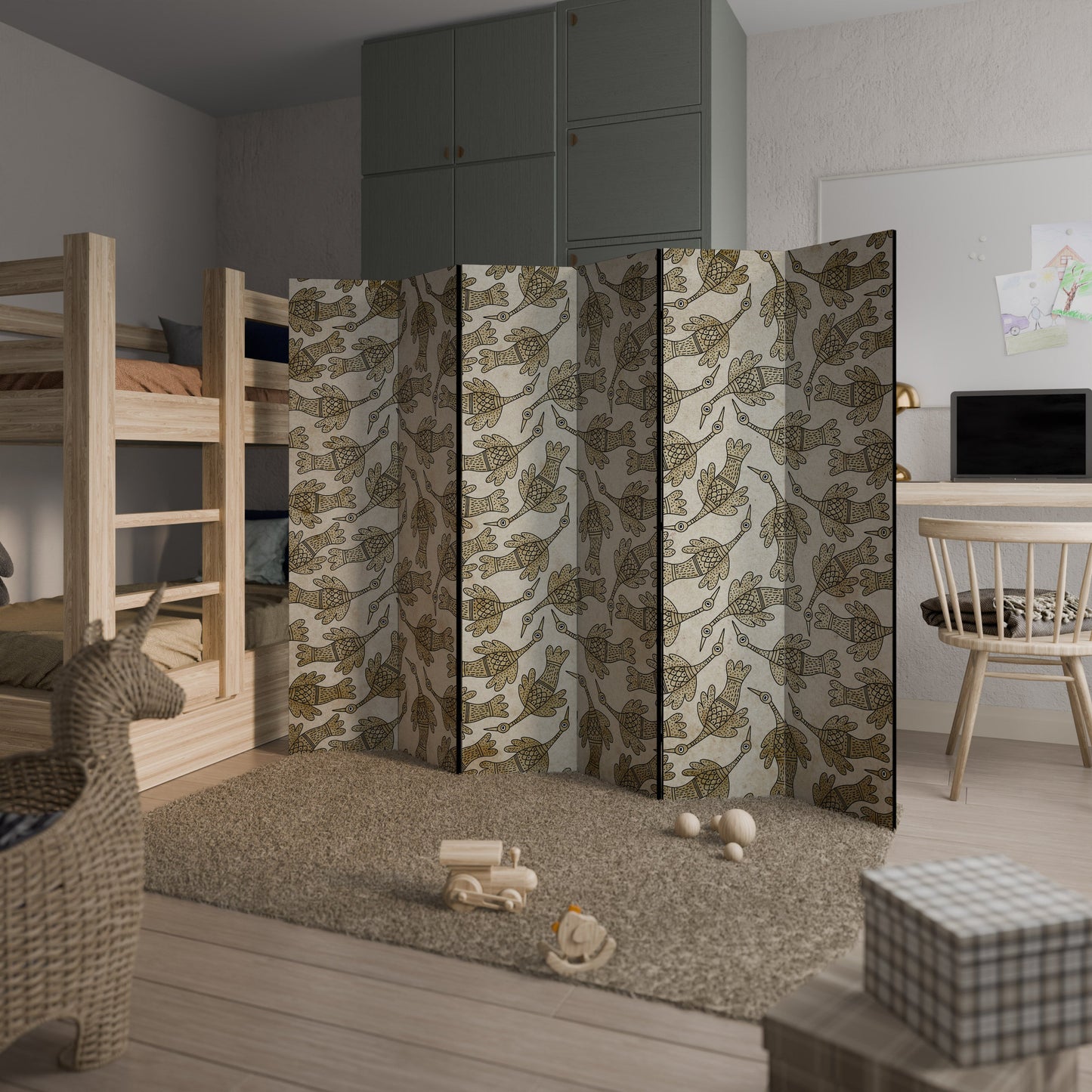 ALMONDINE SONGBIRD Decorative 6-Panel Room Divider