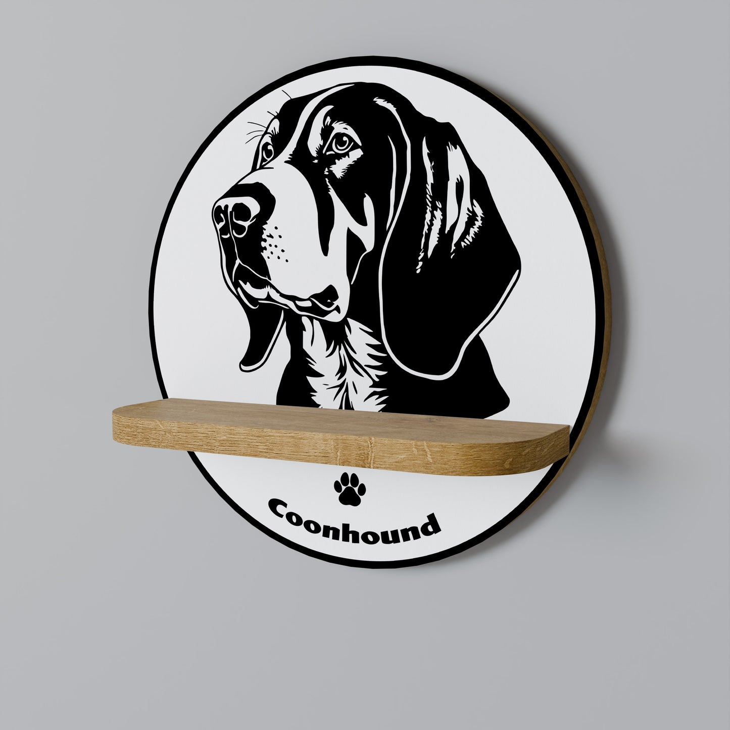 COONHOUND DOG Rund Konsthylla I Ekeffekt