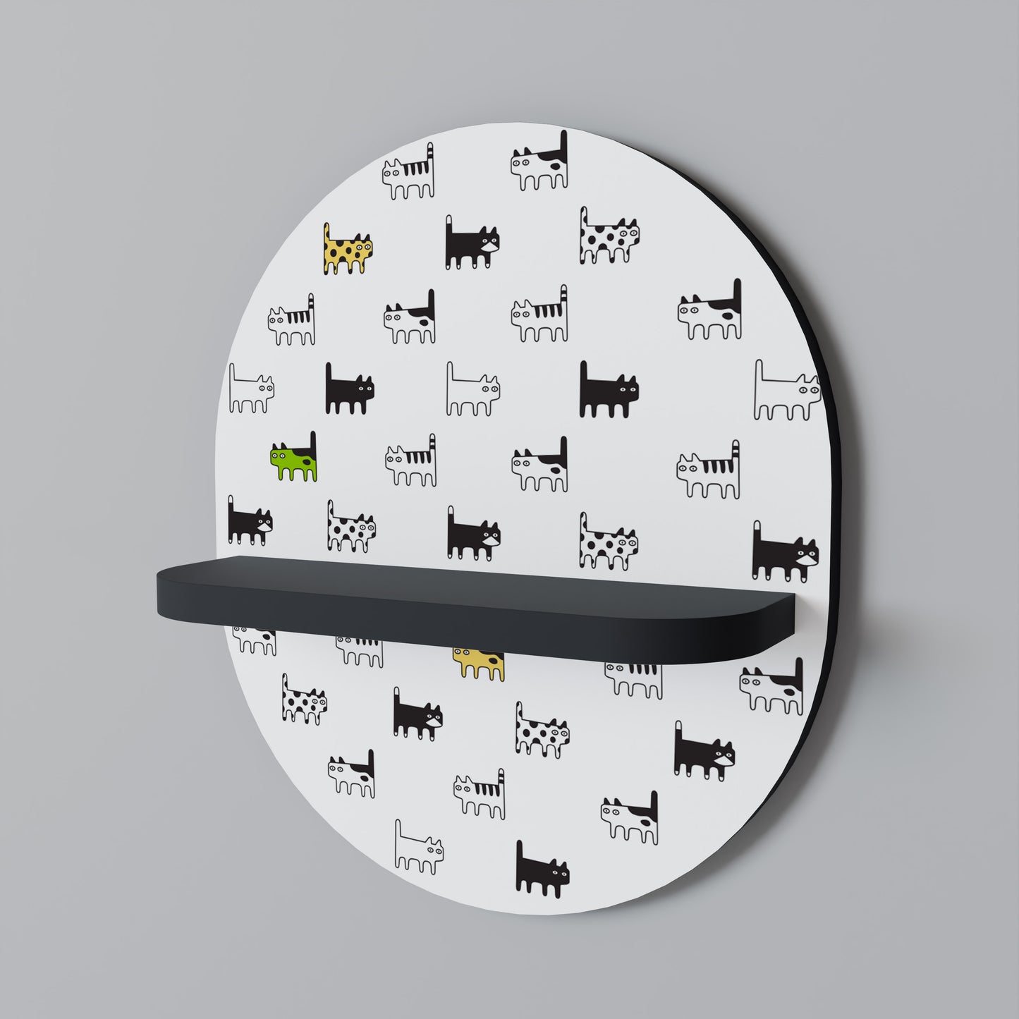 CATS COMPILATION Oval konsthylla i svart finish