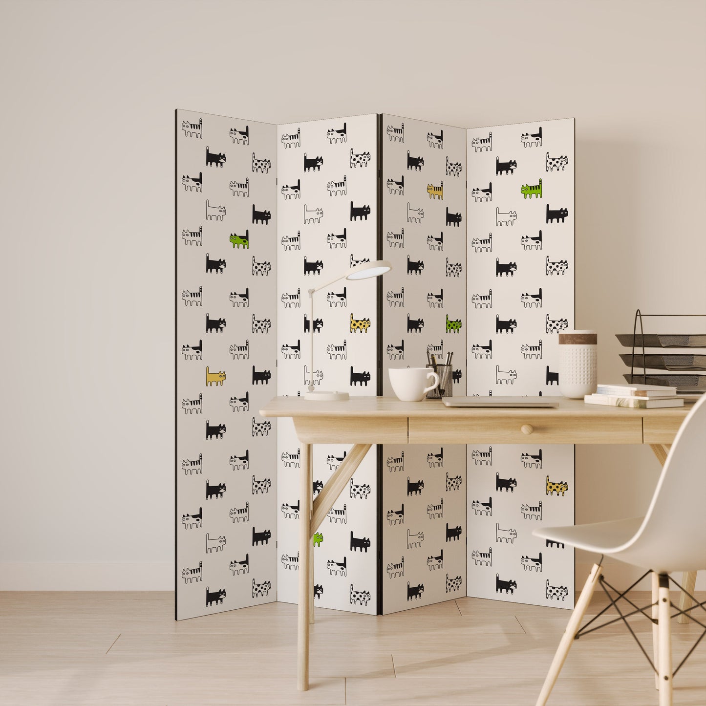 CATS COMPILATION Decorative 4-Panel Room Divider