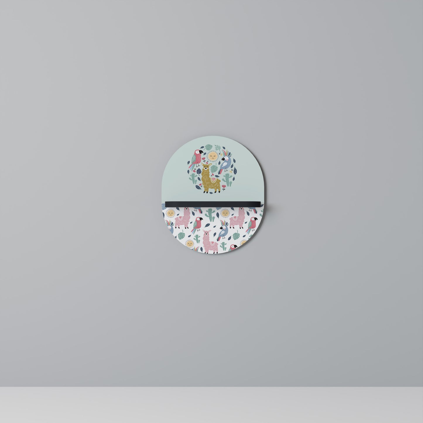 FÄRGERIGA ALPACAS Oval konsthylla i svart finish