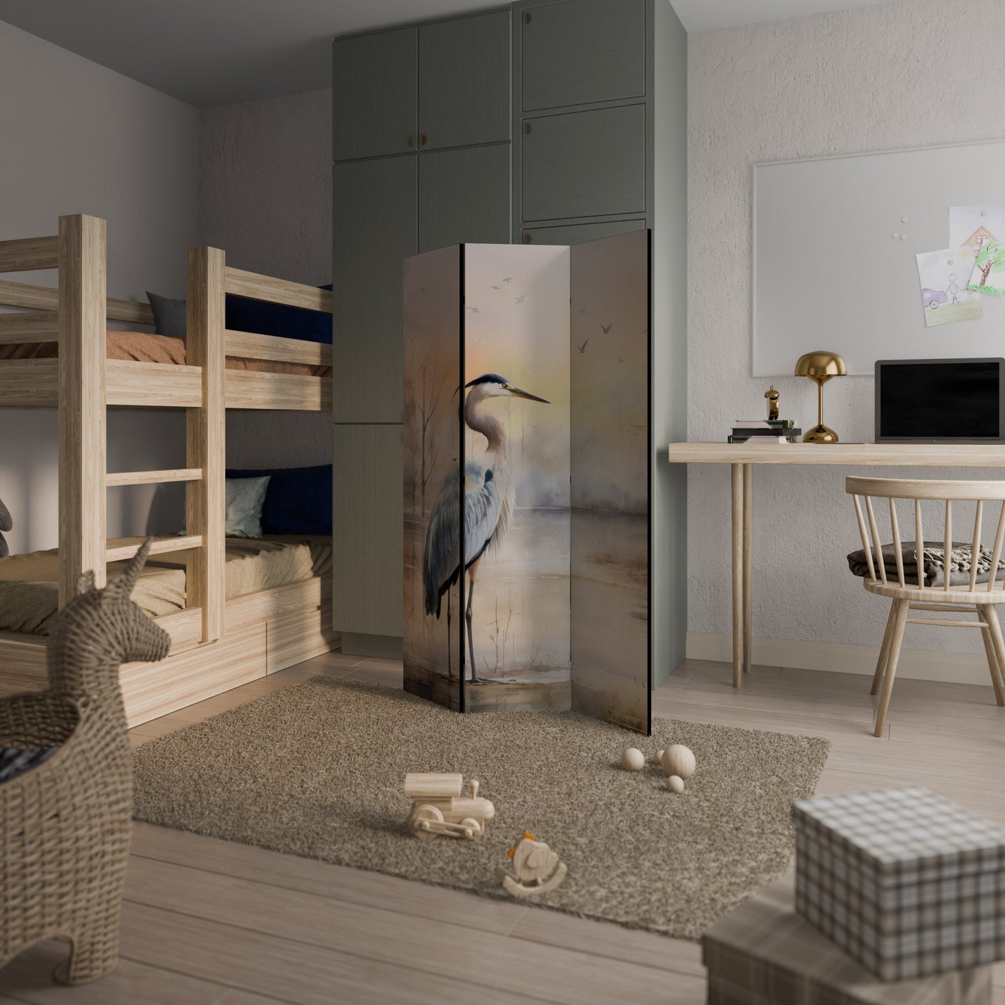HERON DAYDREAM Decorative 3-Panel Room Divider