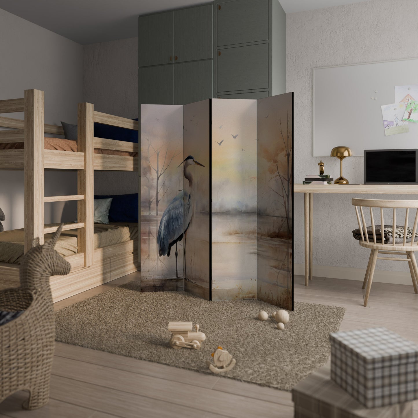 HERON DAYDREAM Dekorativ rumsavdelare med 4 paneler