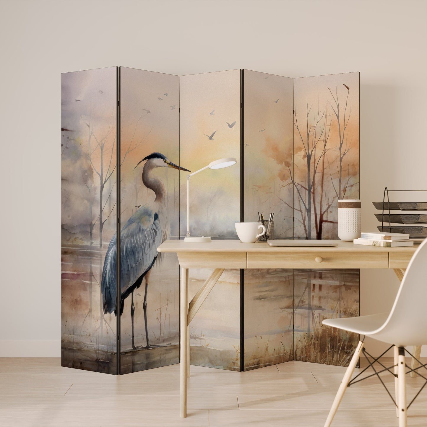 HERON DAYDREAM Decorative 5-Panel Room Divider