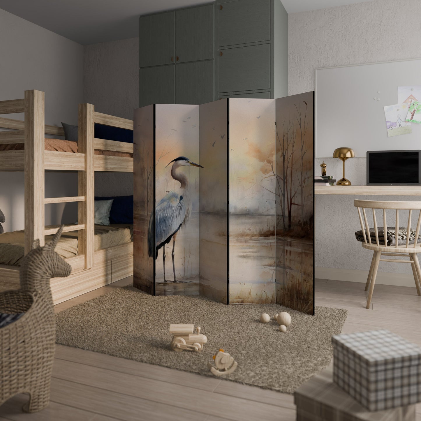 HERON DAYDREAM Decorative 5-Panel Room Divider