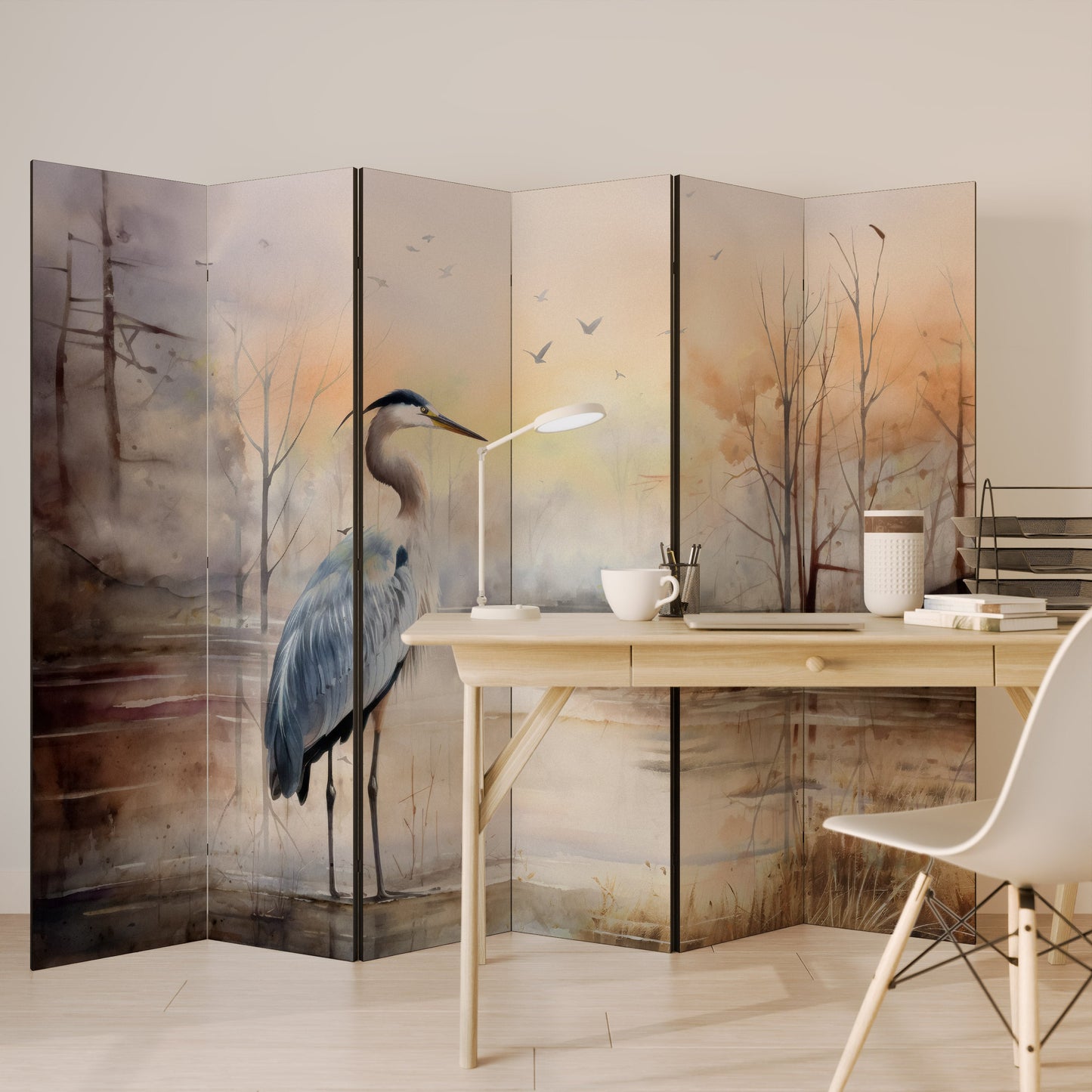 HERON DAYDREAM Decorative 6-Panel Room Divider