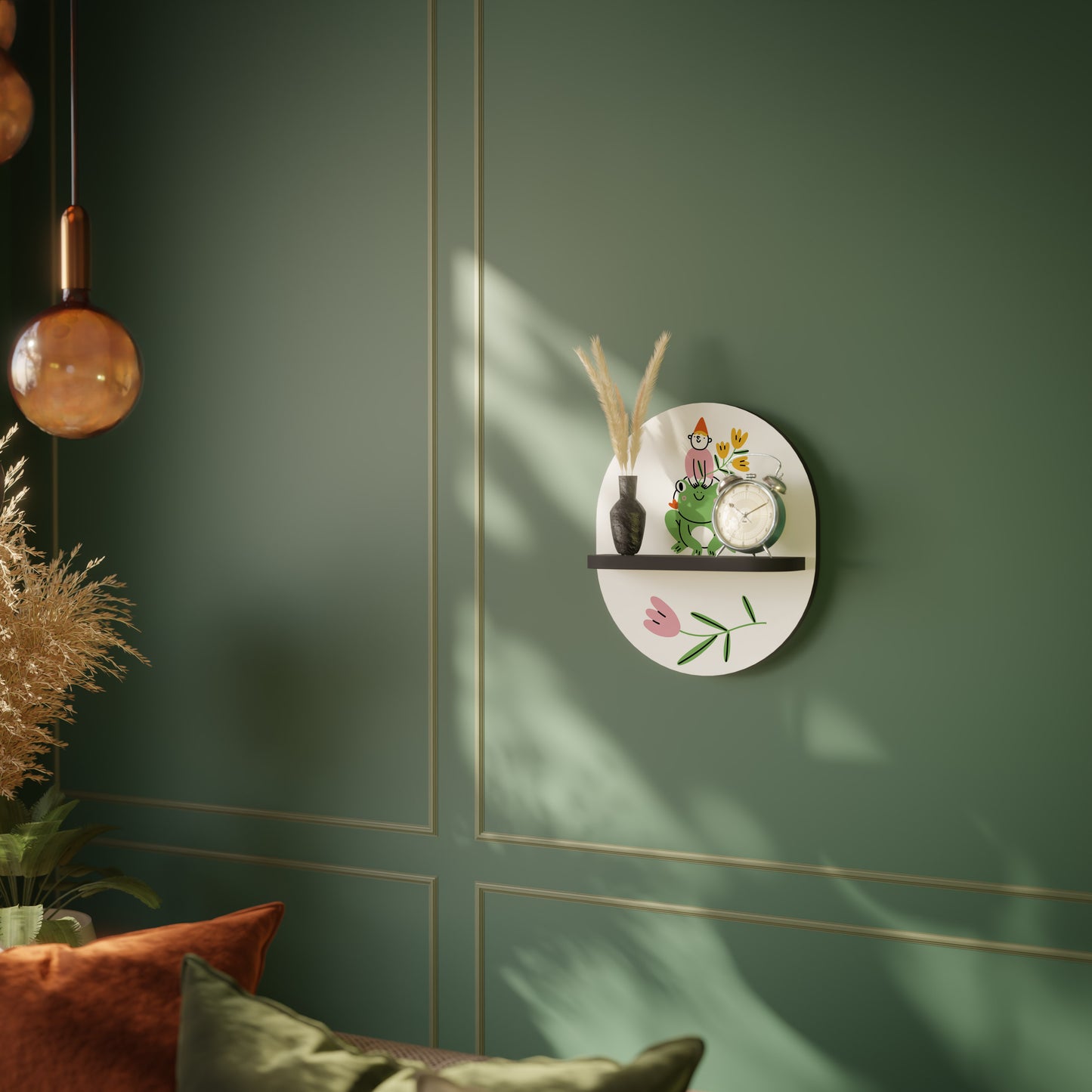 GARDEN INHABITANTS Oval Art Shelf In Black Finish