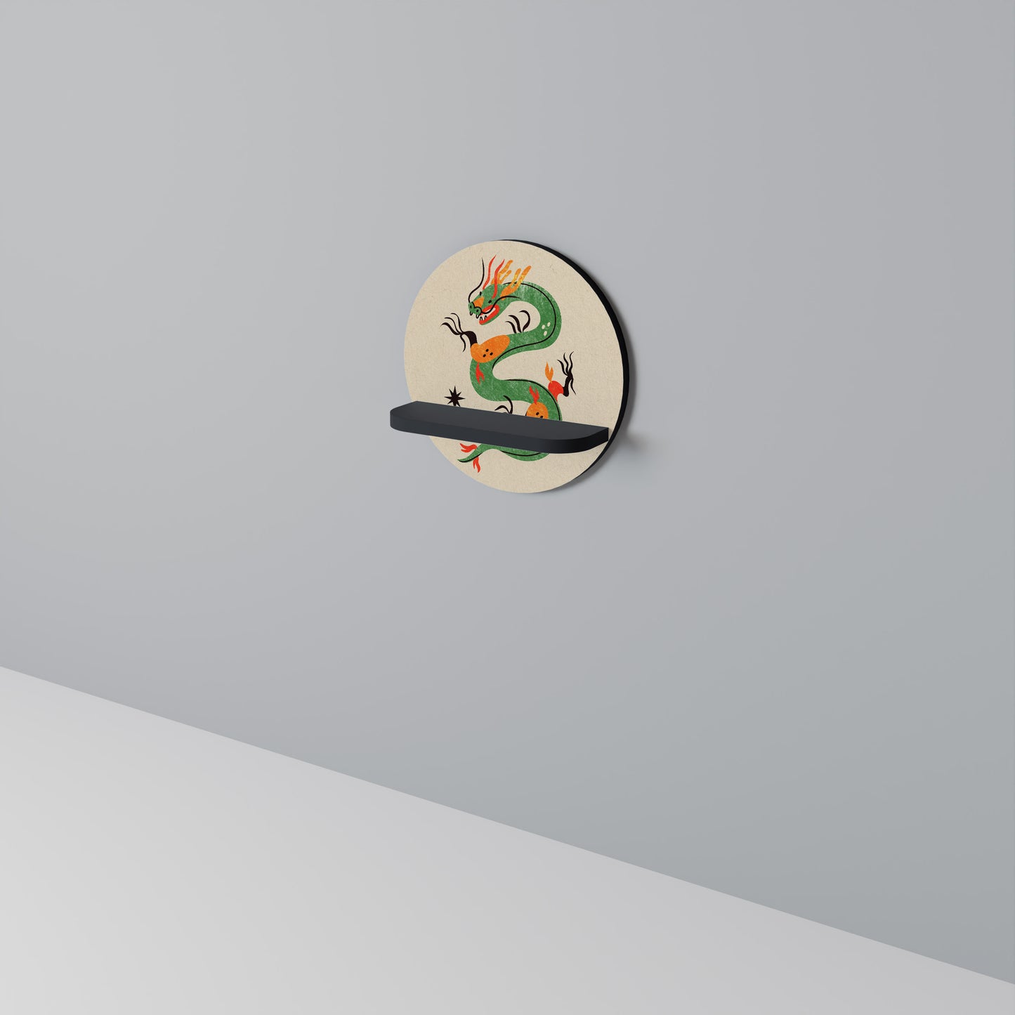 GREEN SKY GUARDIAN Rund konsthylla i svart finish
