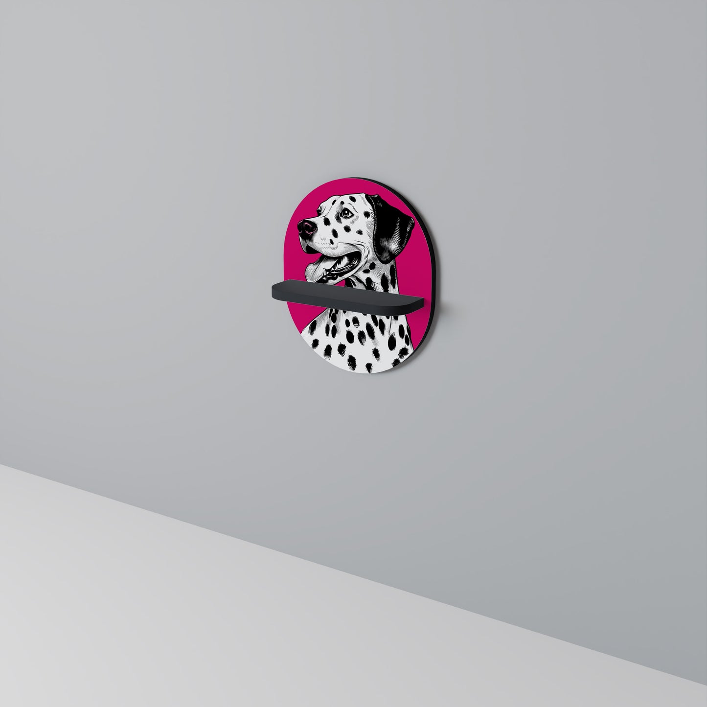 DALMATIAN SMILE Oval Art Shelf In Black Finish