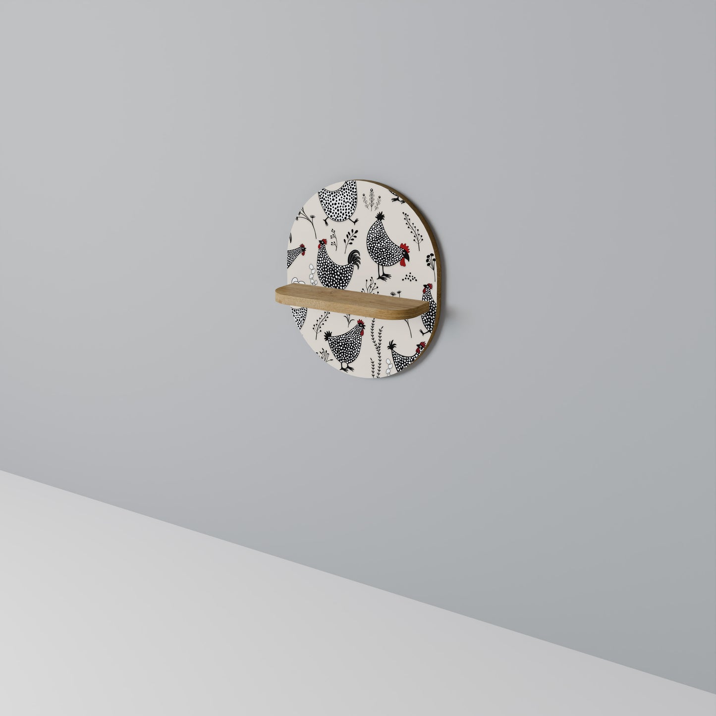 HAPPY HENS Oval Art Hylla I Ekeffekt