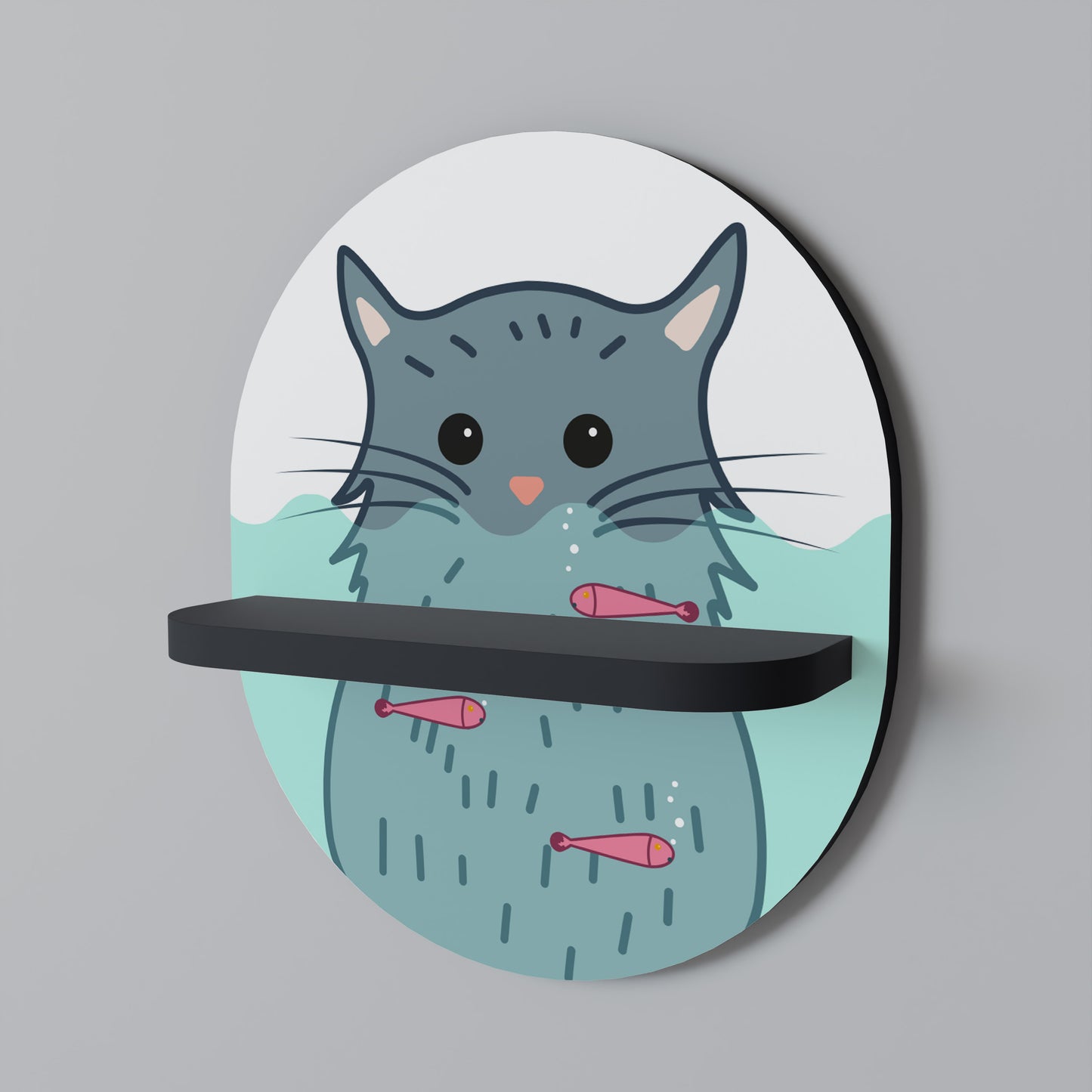 CAT SPLASH Oval konsthylla i svart finish
