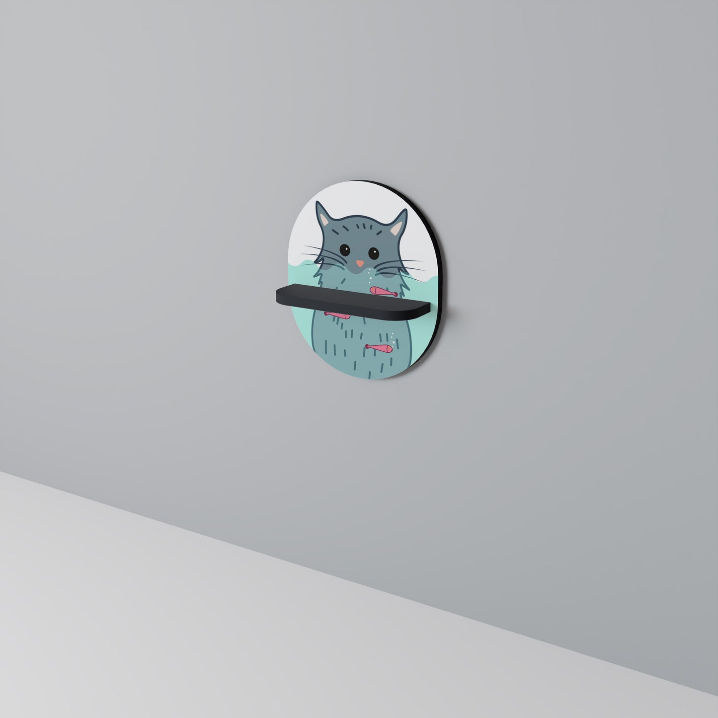 CAT SPLASH Oval konsthylla i svart finish