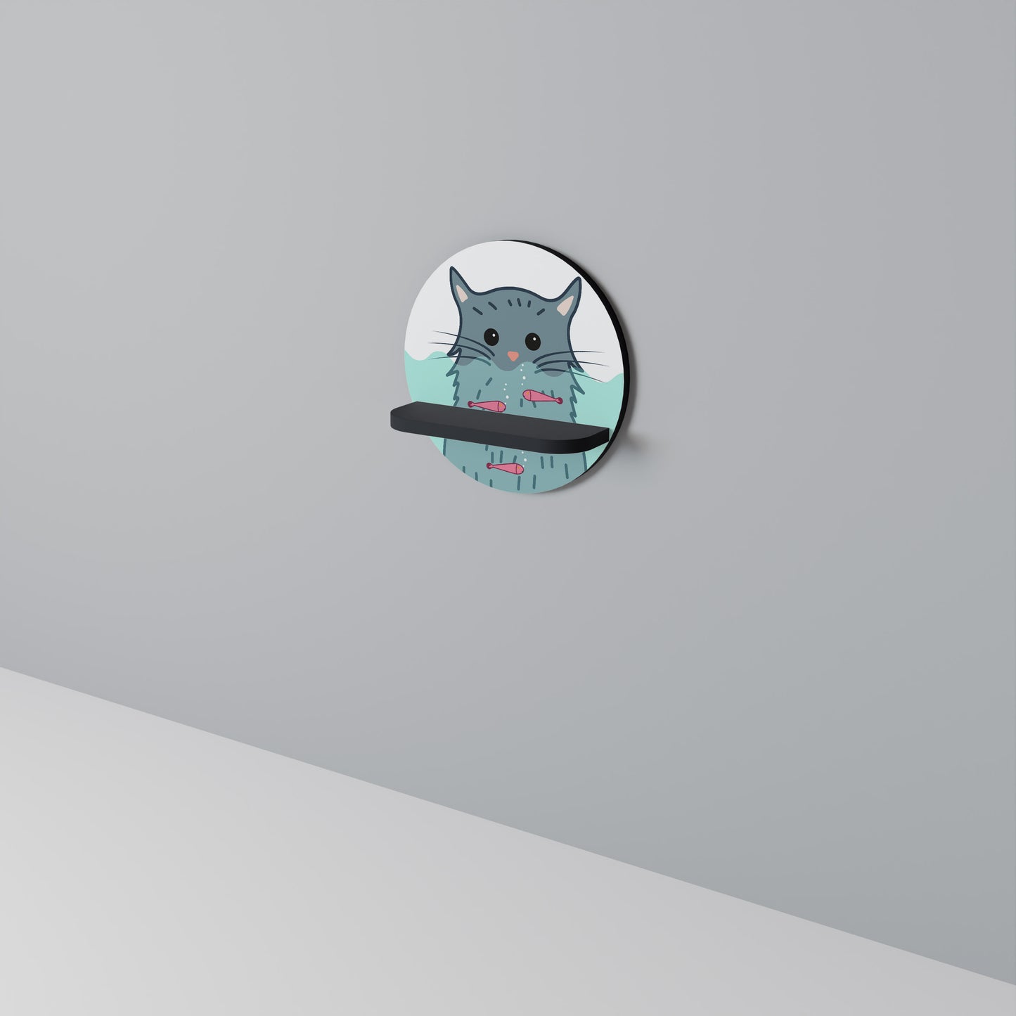 CAT SPLASH Rund konsthylla i svart finish