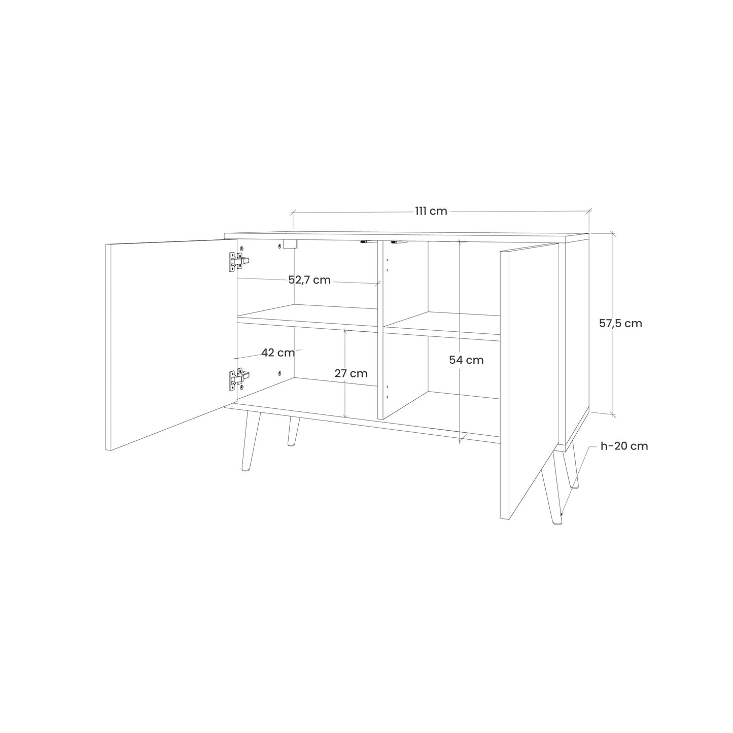 SCANDIC FLOWERET 2-Door Sideboard in Oak Effect