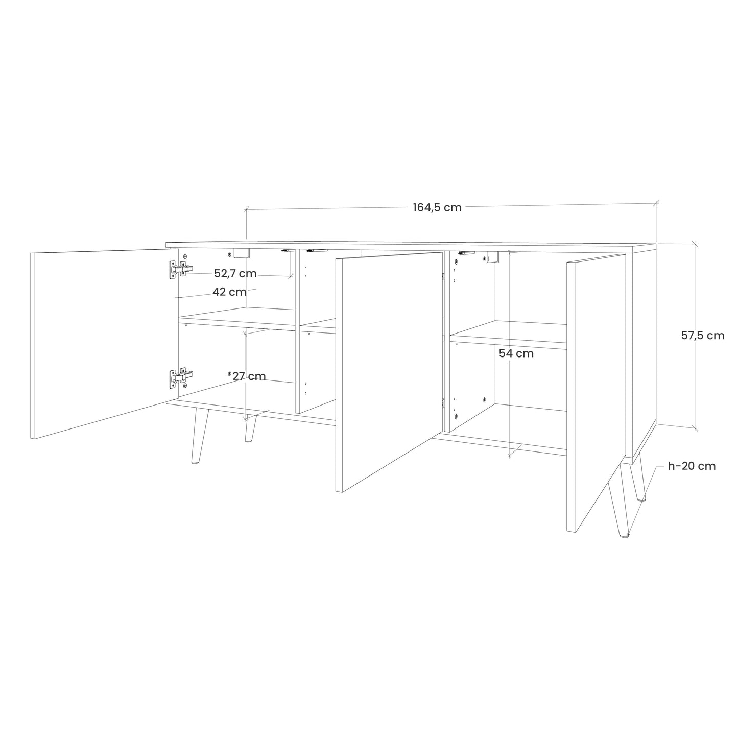 STEAMPUNK CLAN 3-Door Sideboard in Black Finish