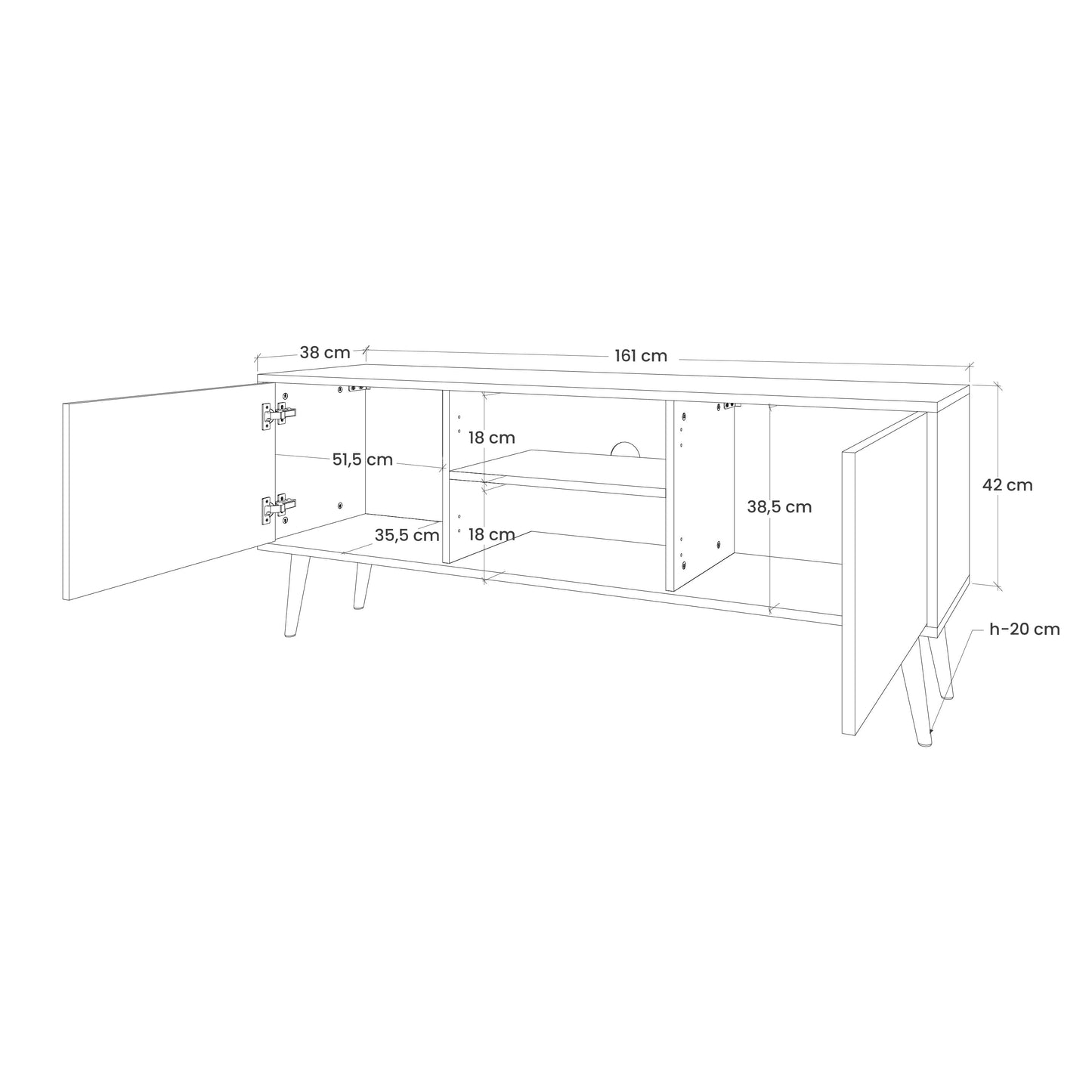 INDIGENOUS ZIGZAG 2-Door TV Stand in Black Finish