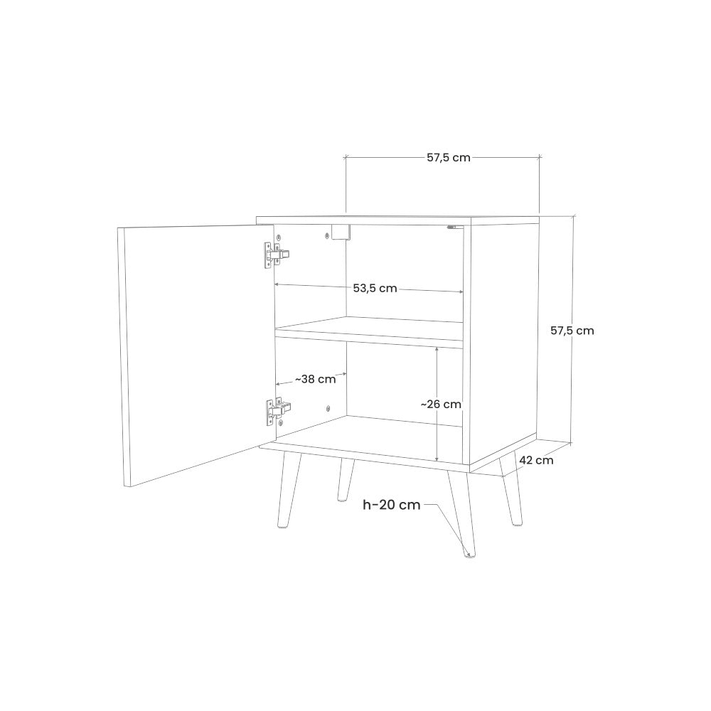 SEEDLING SONGBIRD 1-Door Sideboard in Grey Finish