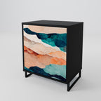 ABSTRACT LANDSCAPE 1-Door Sideboard in Black Finish