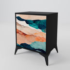 ABSTRACT LANDSCAPE 1-Door Sideboard in Black Finish
