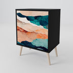 ABSTRACT LANDSCAPE 1-Door Sideboard in Black Finish