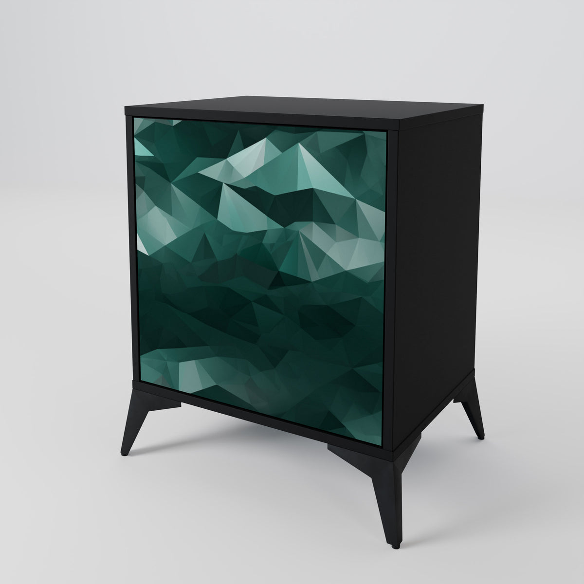 POLYGONAL FLOATING Skänk med en dörr