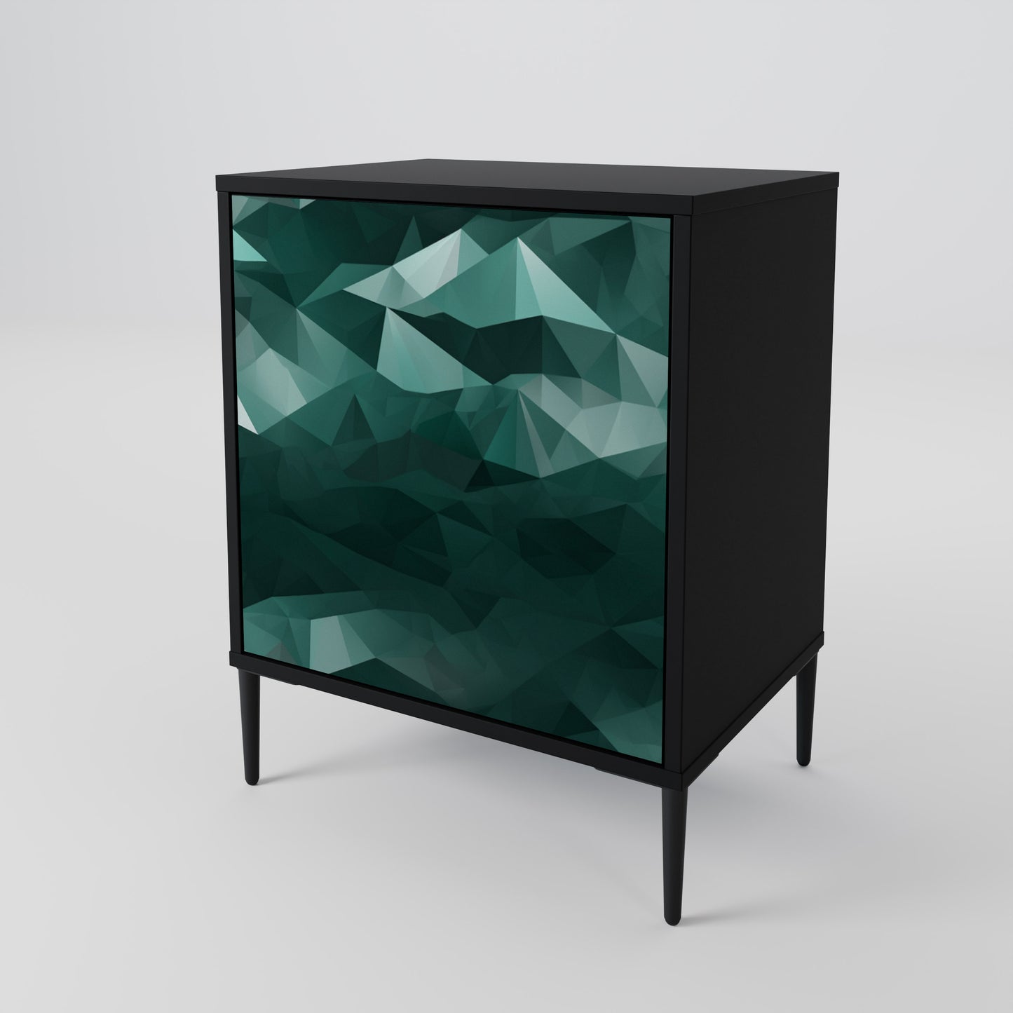 POLYGONAL FLOATING Skänk med en dörr