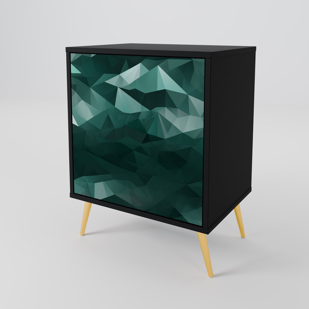 POLYGONAL FLOATING Skänk med en dörr