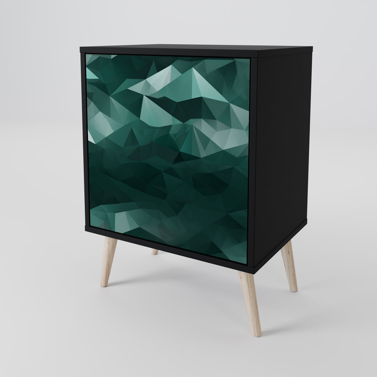 POLYGONAL FLOATING Skänk med en dörr