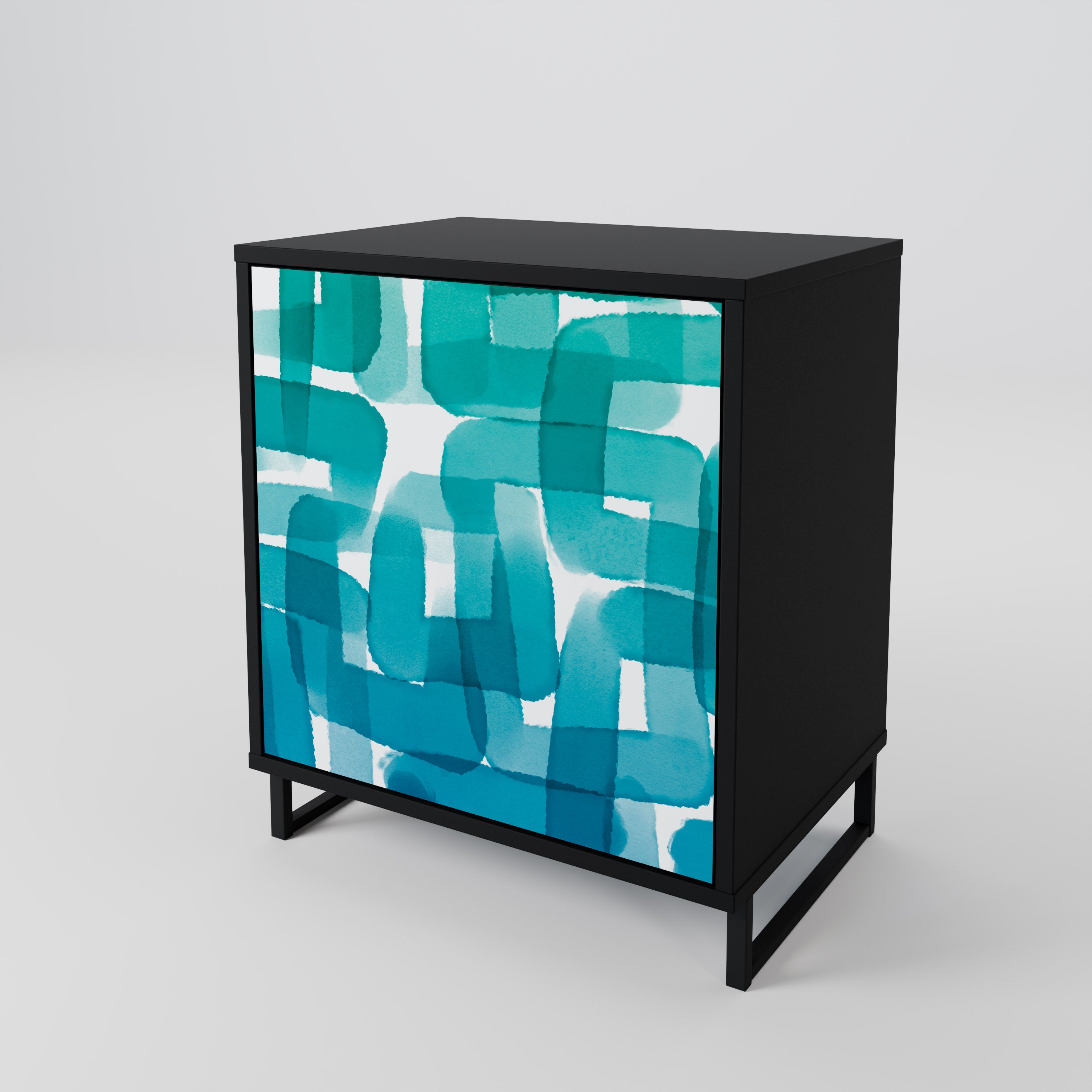 TURQUOISE RECTANGLES 1-Door Sideboard