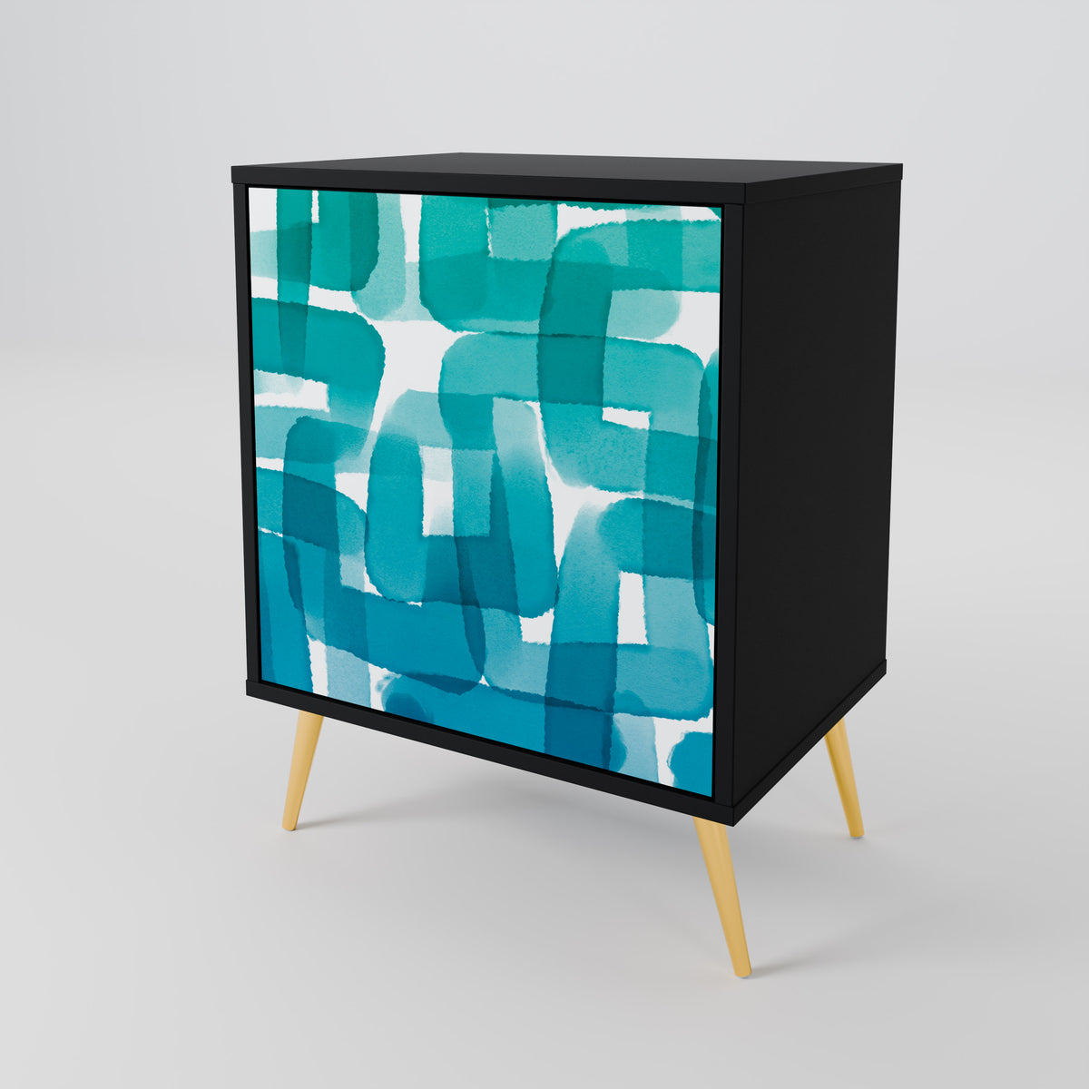TURQUOISE RECTANGLES Skänk med en dörr