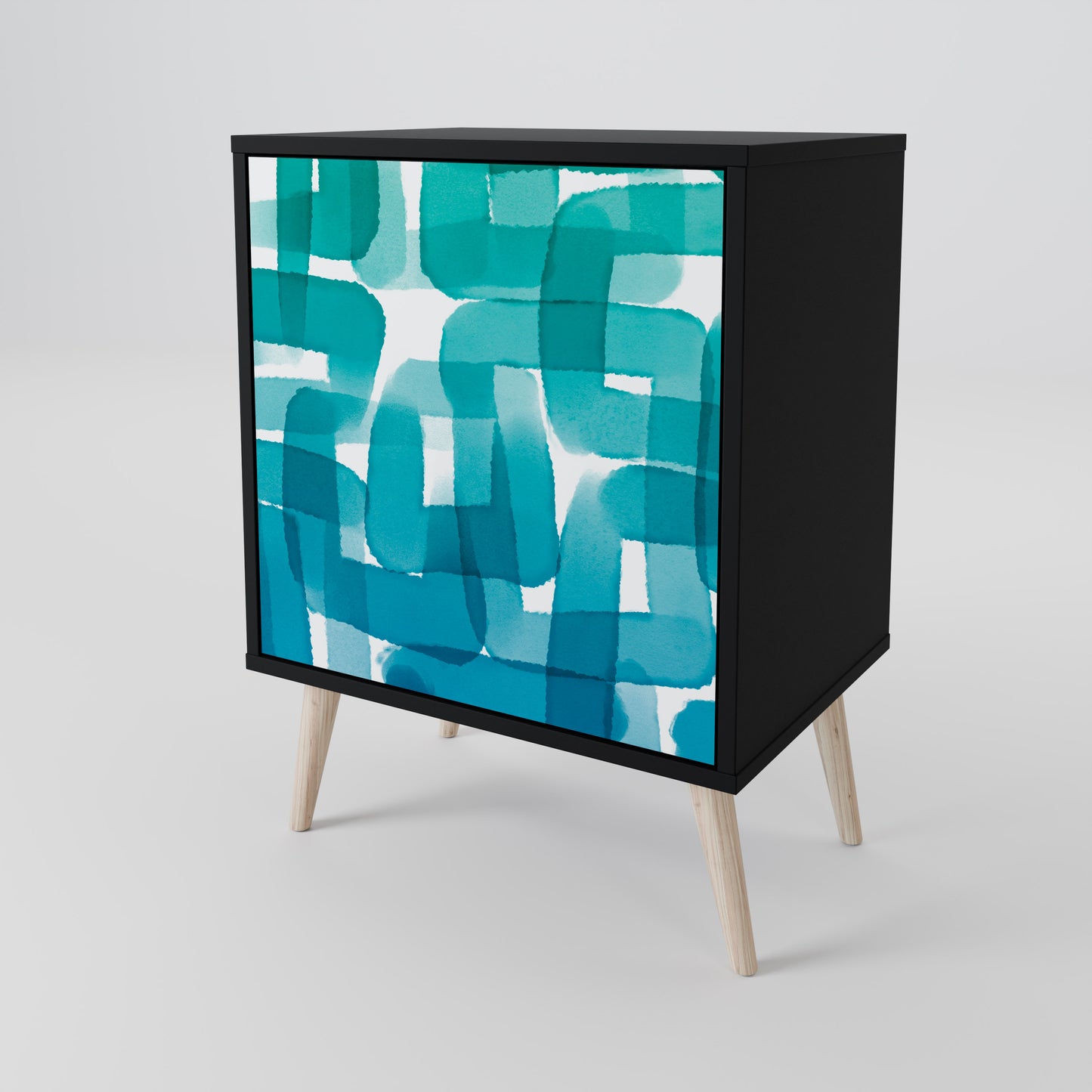 TURQUOISE RECTANGLES Skänk med en dörr