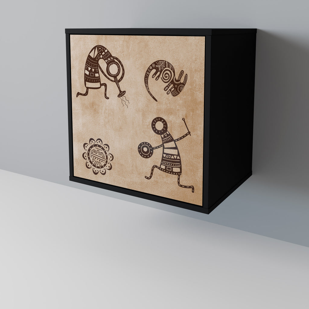 Skänk i afrikansk stil med 1 dörr i svart finish