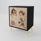 Skänk i afrikansk stil med 1 dörr i svart finish