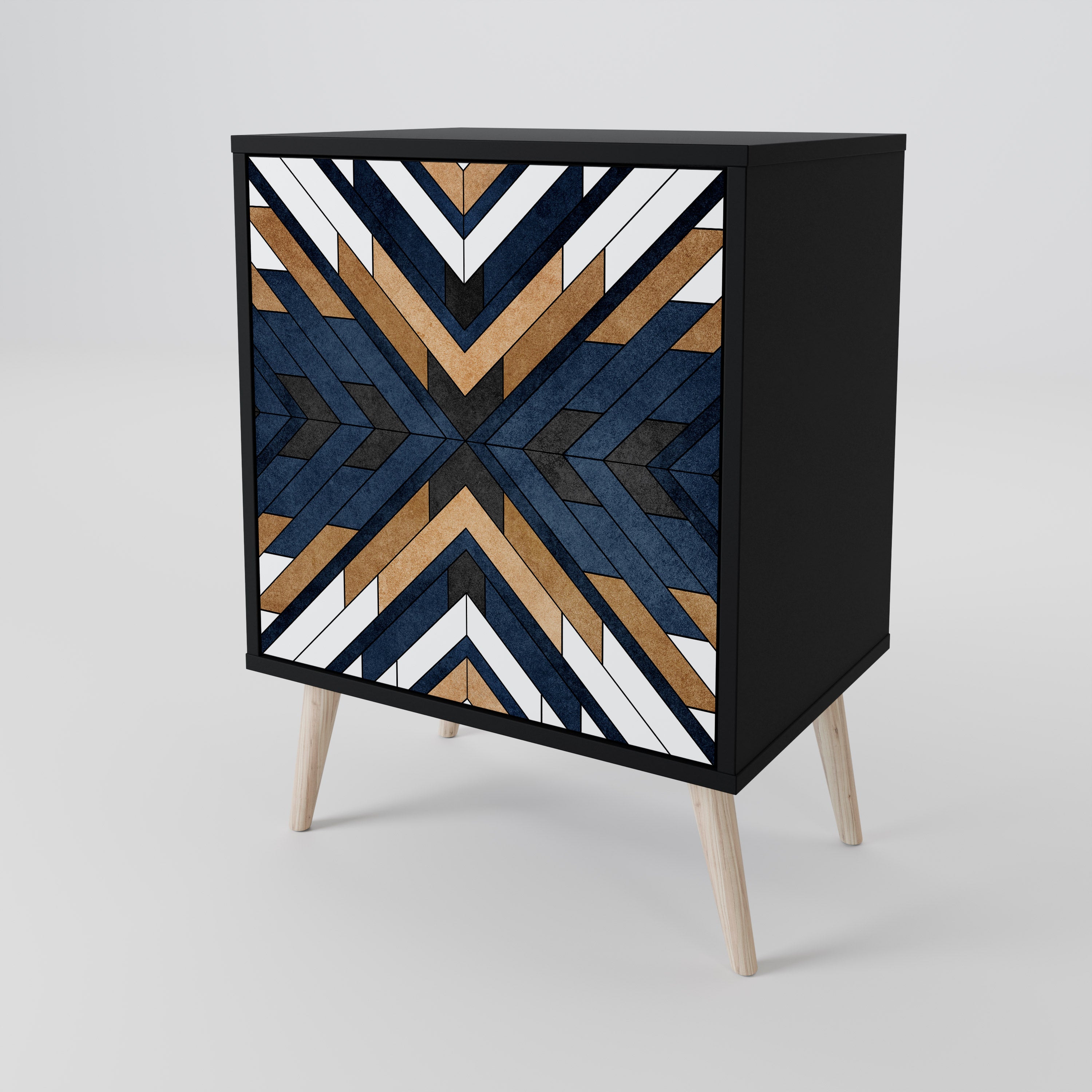 ARTFUL GEOMETRY 1-Door Sideboard in Black Finish
