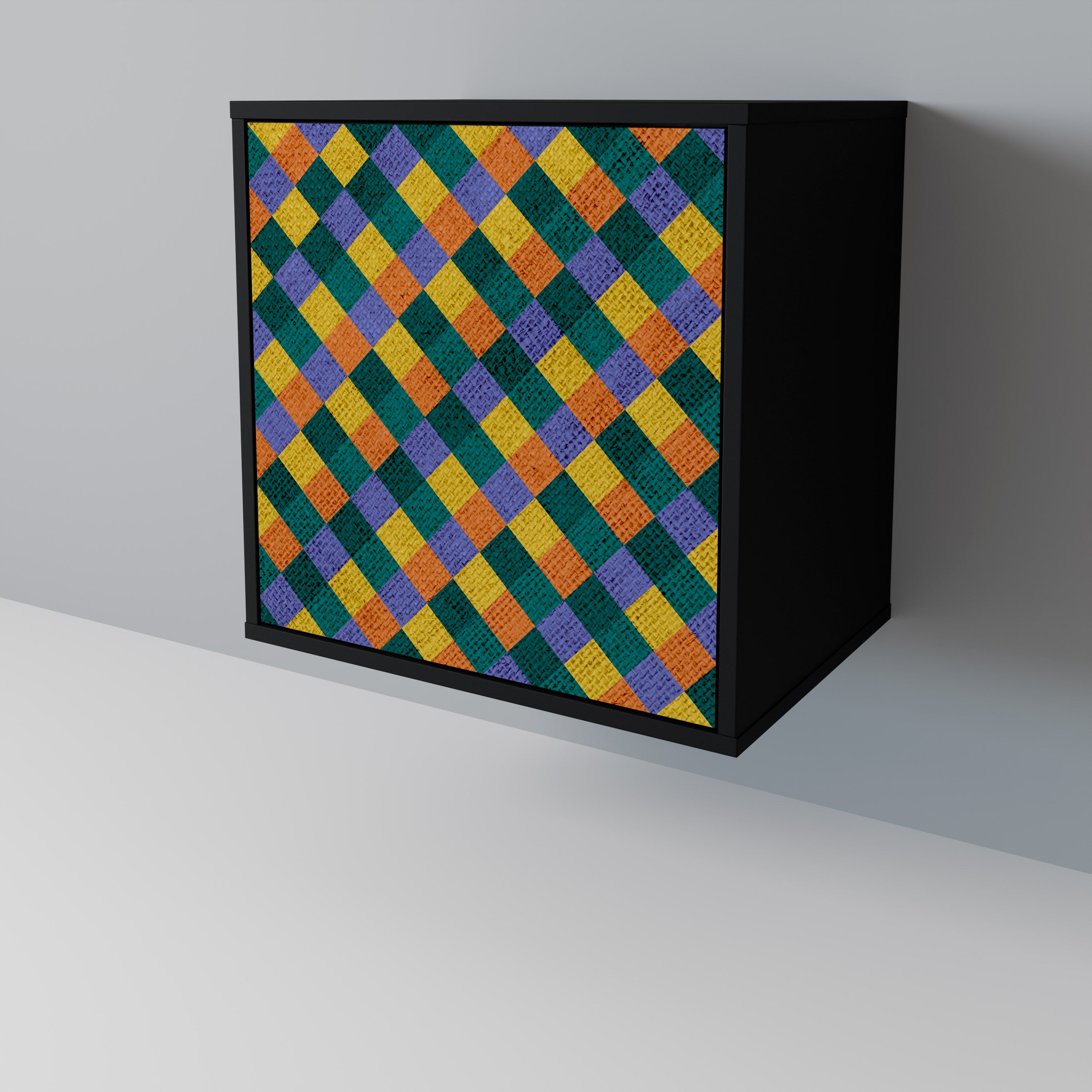 PAINTED SQUARES MIX 1-Door Sideboard