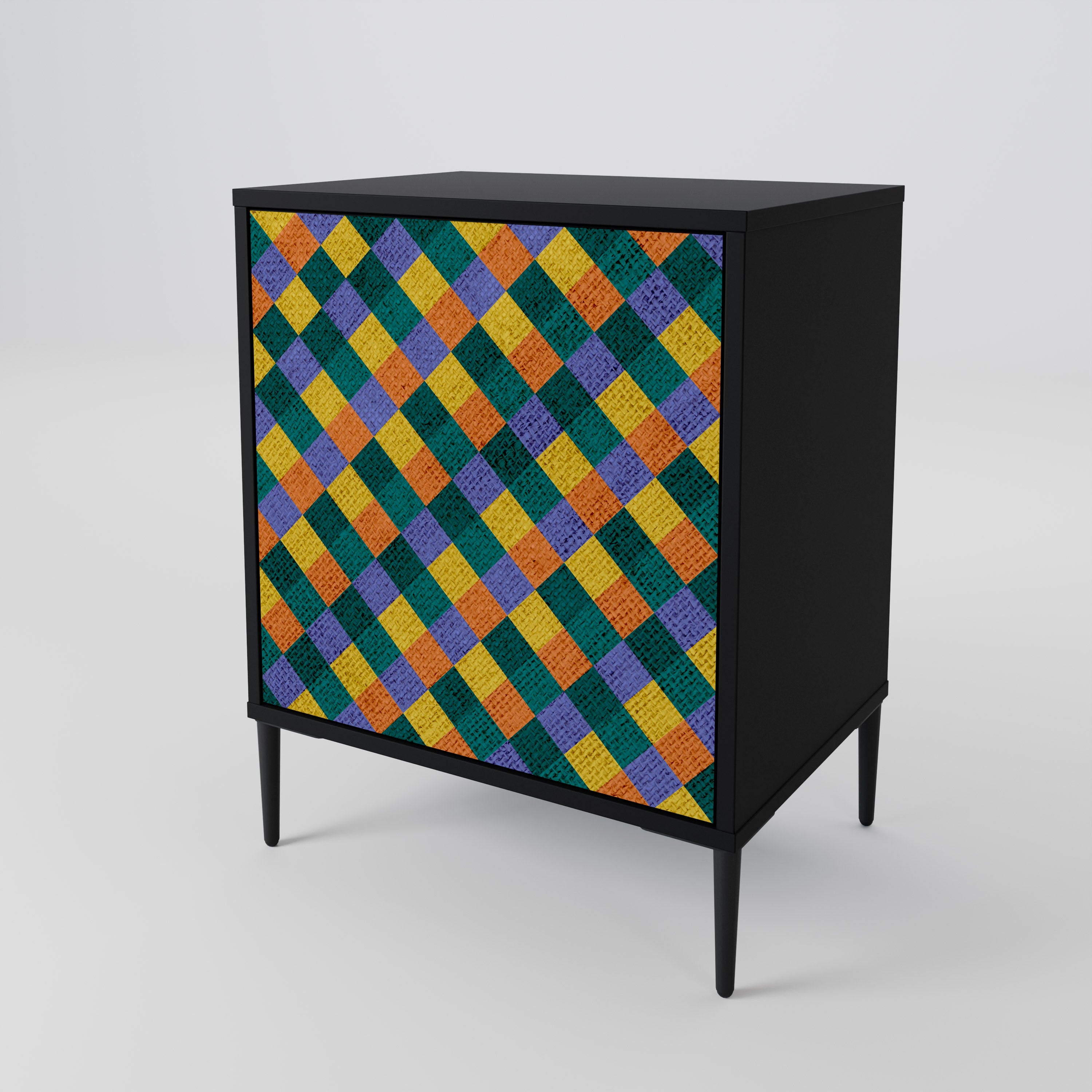 PAINTED SQUARES MIX 1-Door Sideboard