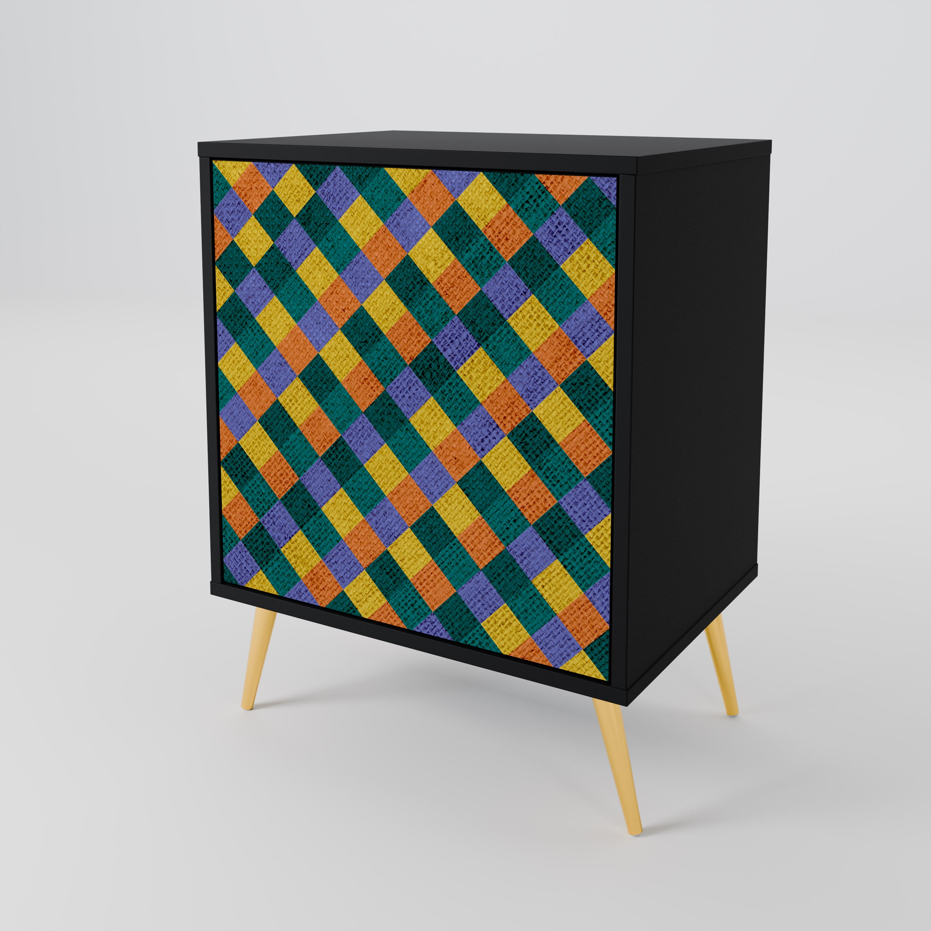 PAINTED SQUARES MIX 1-Door Sideboard