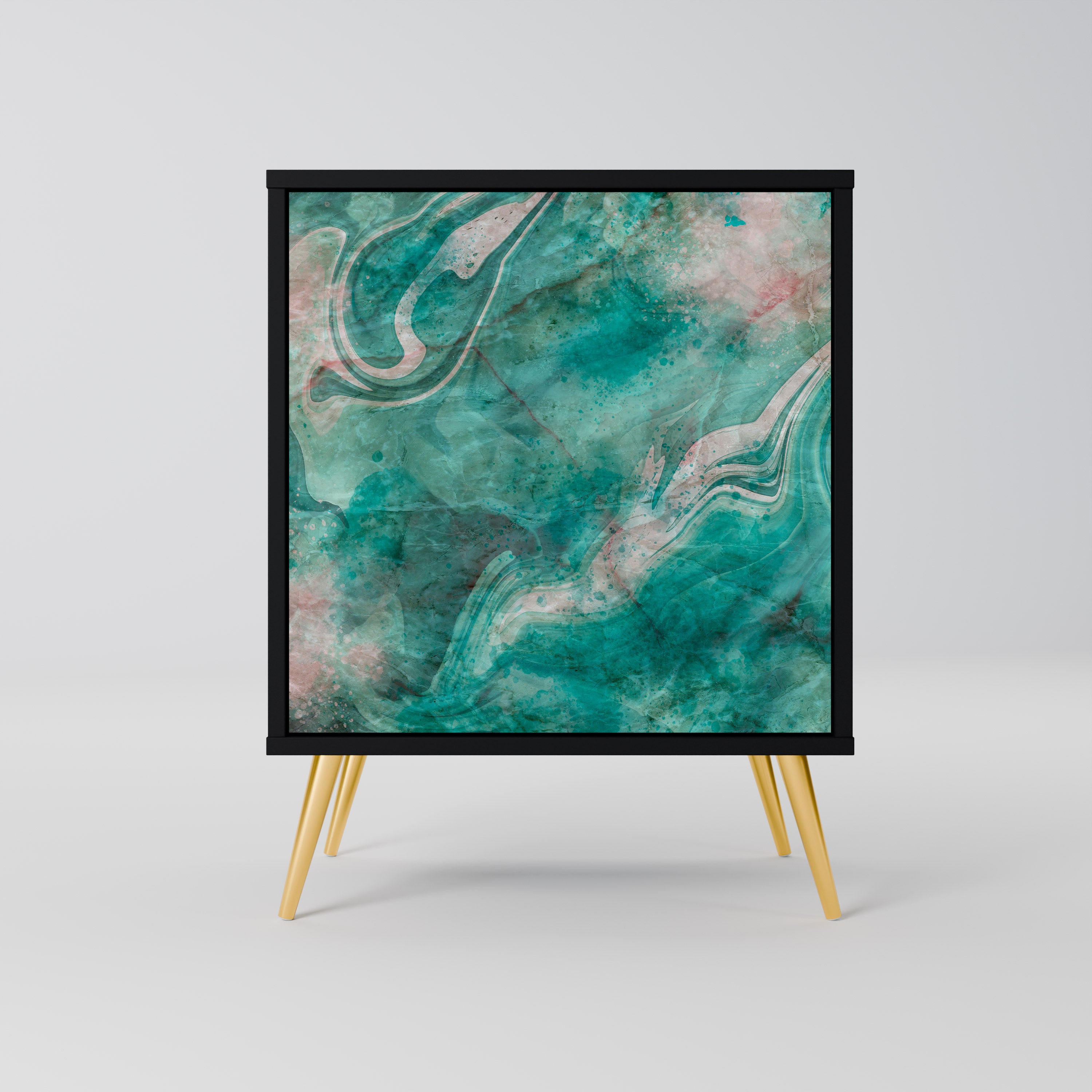 ABSTRACT ALCHEMY skänk med 1 dörr i svart finish