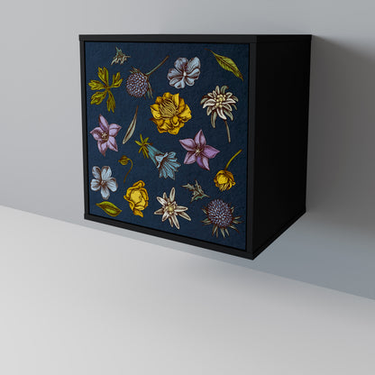 FLOWERS ON NAVY BLUE Skänk med en dörr
