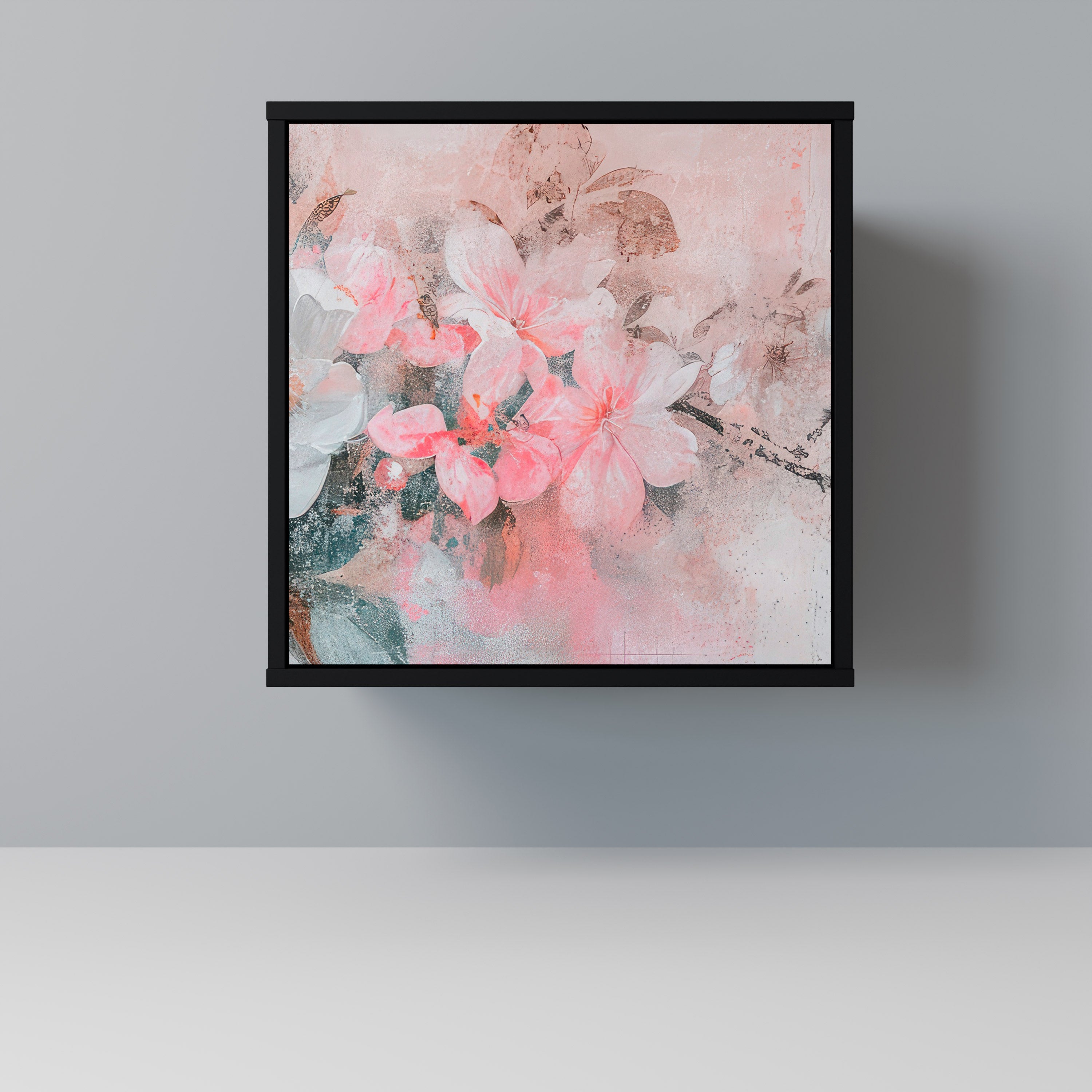 CHERRY BLOSSOM skänk med 1 dörr i svart finish