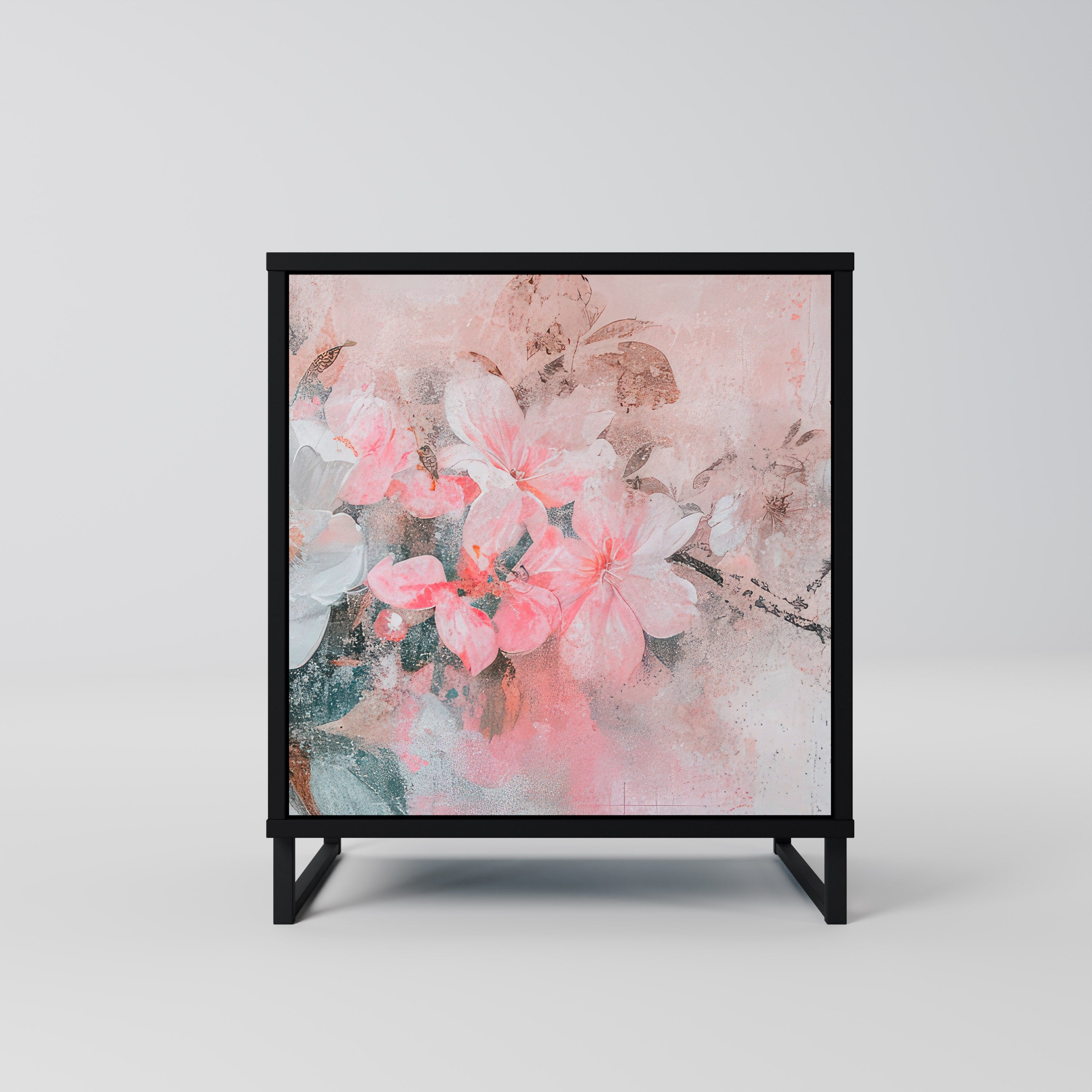 CHERRY BLOSSOM skänk med 1 dörr i svart finish