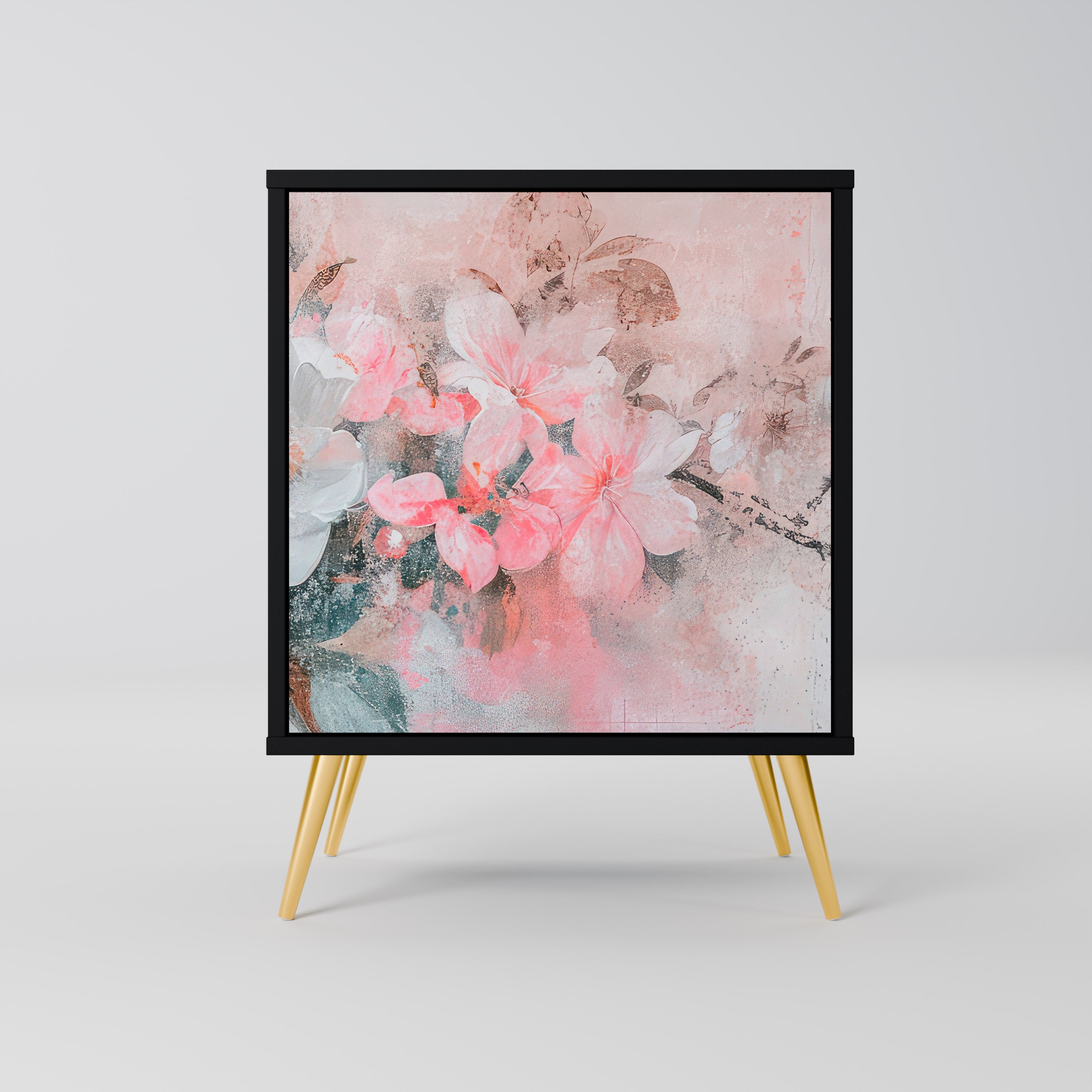 CHERRY BLOSSOM skänk med 1 dörr i svart finish